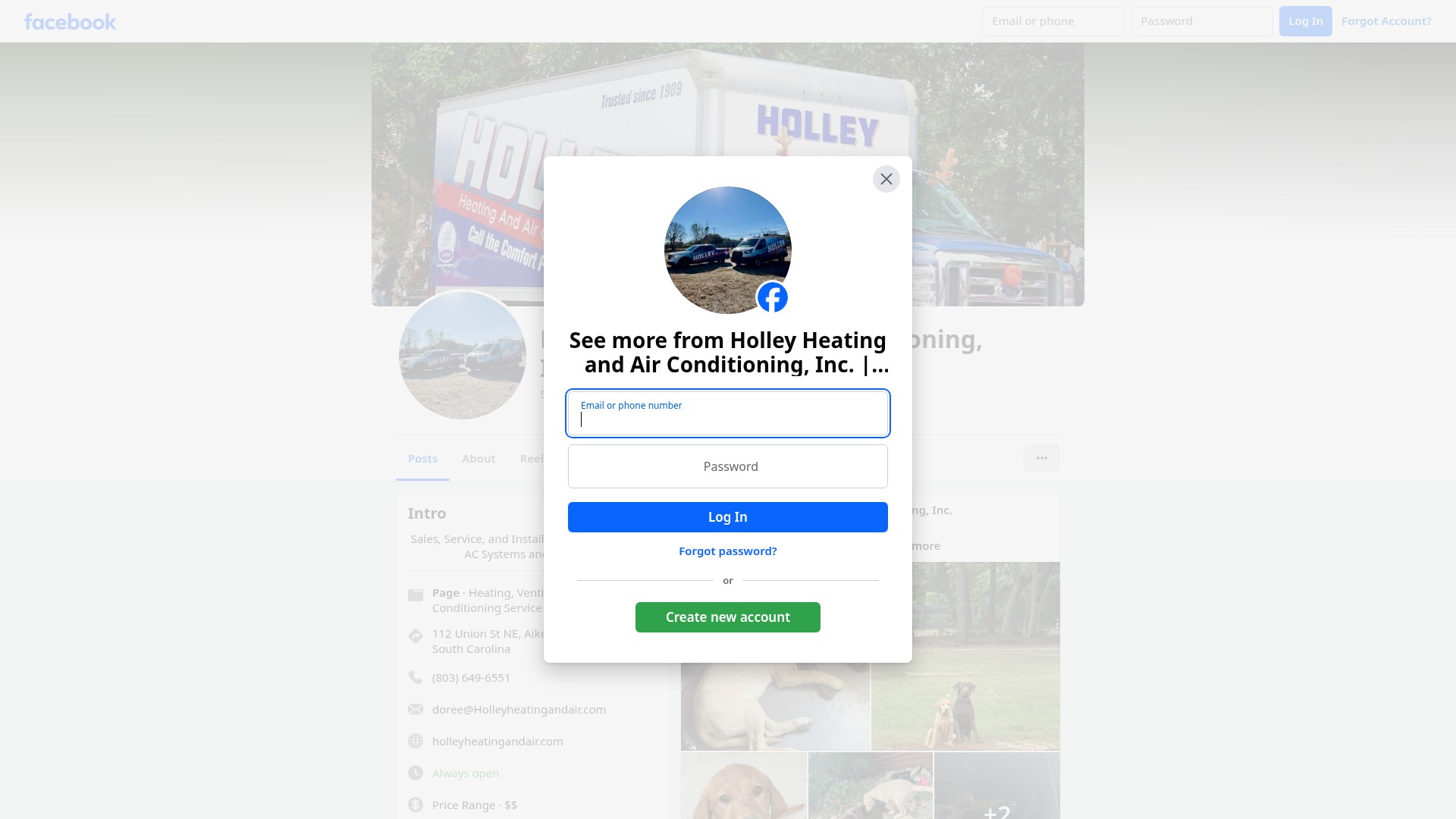 Screenshot of holleyheatingandair.com