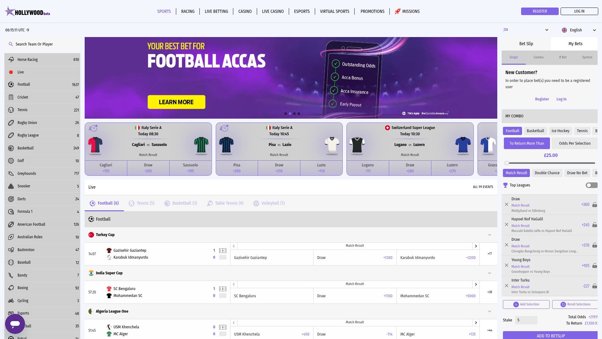 Screenshot of hollywoodbets.co.uk