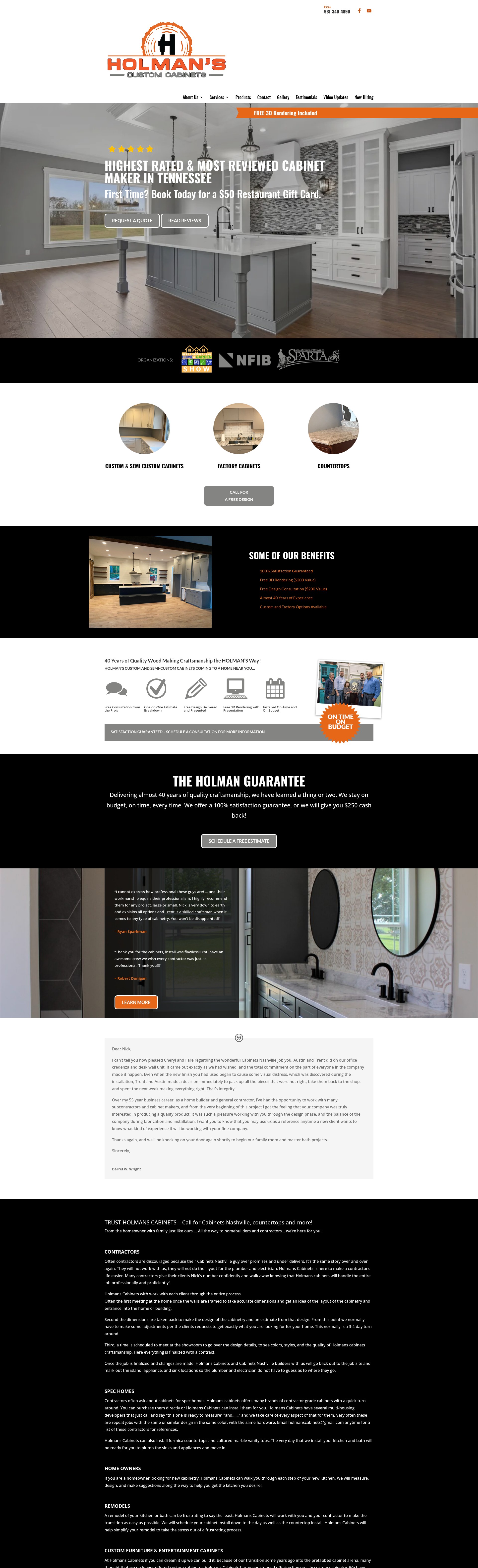 Screenshot of holmanscabinets.com