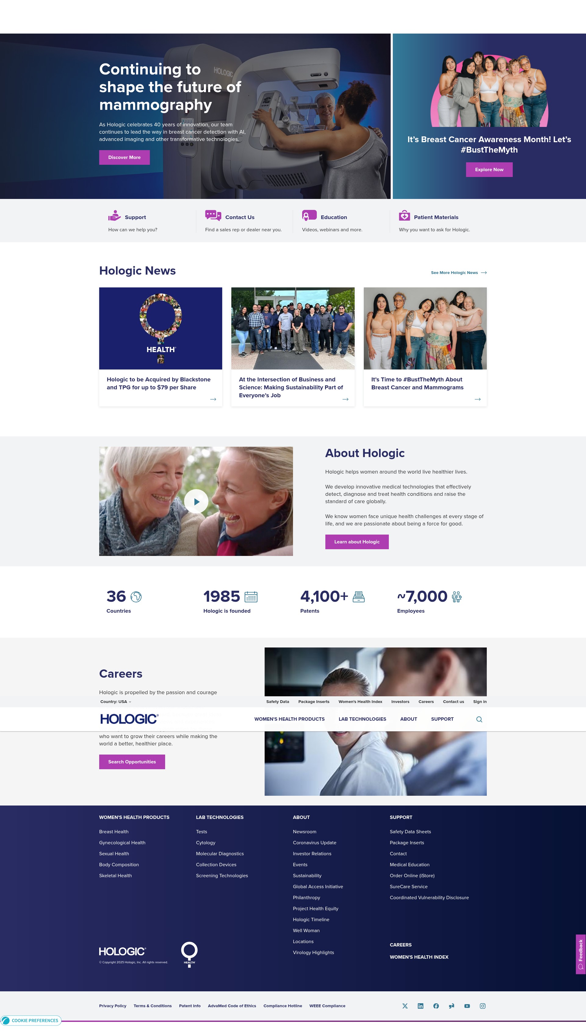 Screenshot of hologic.com