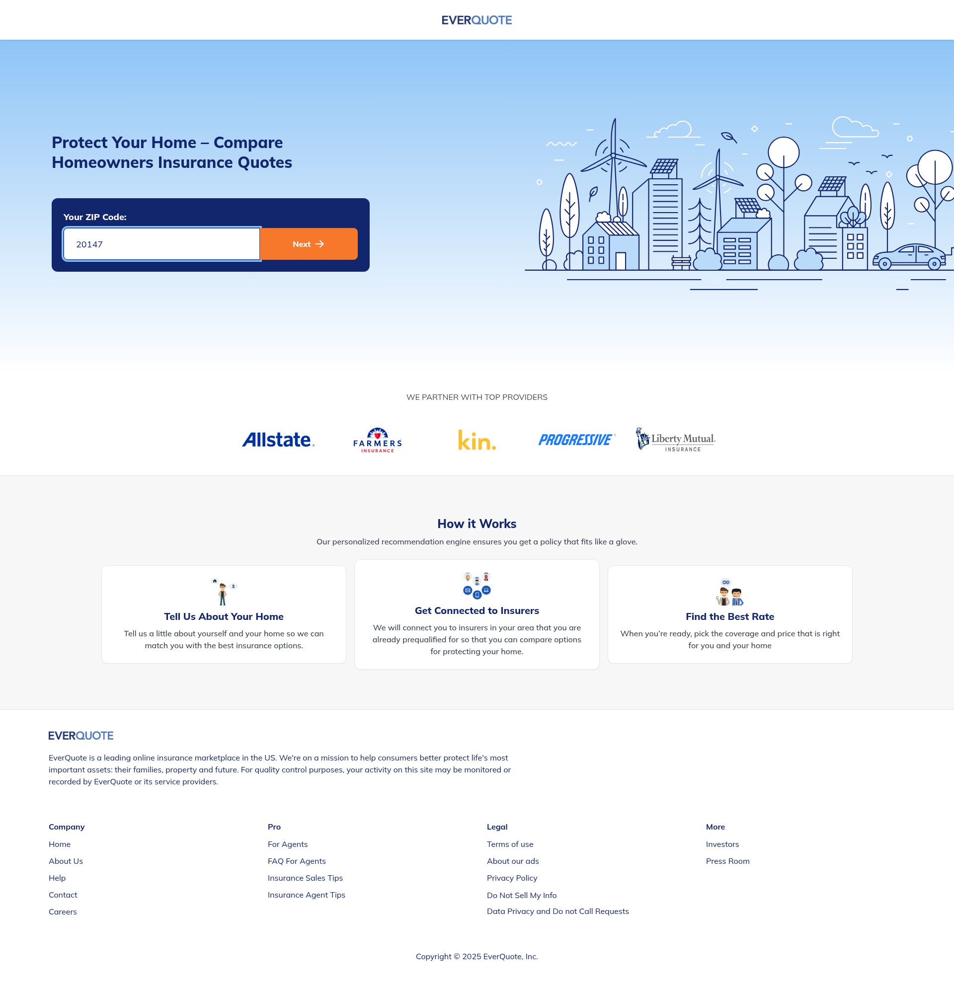 Screenshot of home.everquote.com