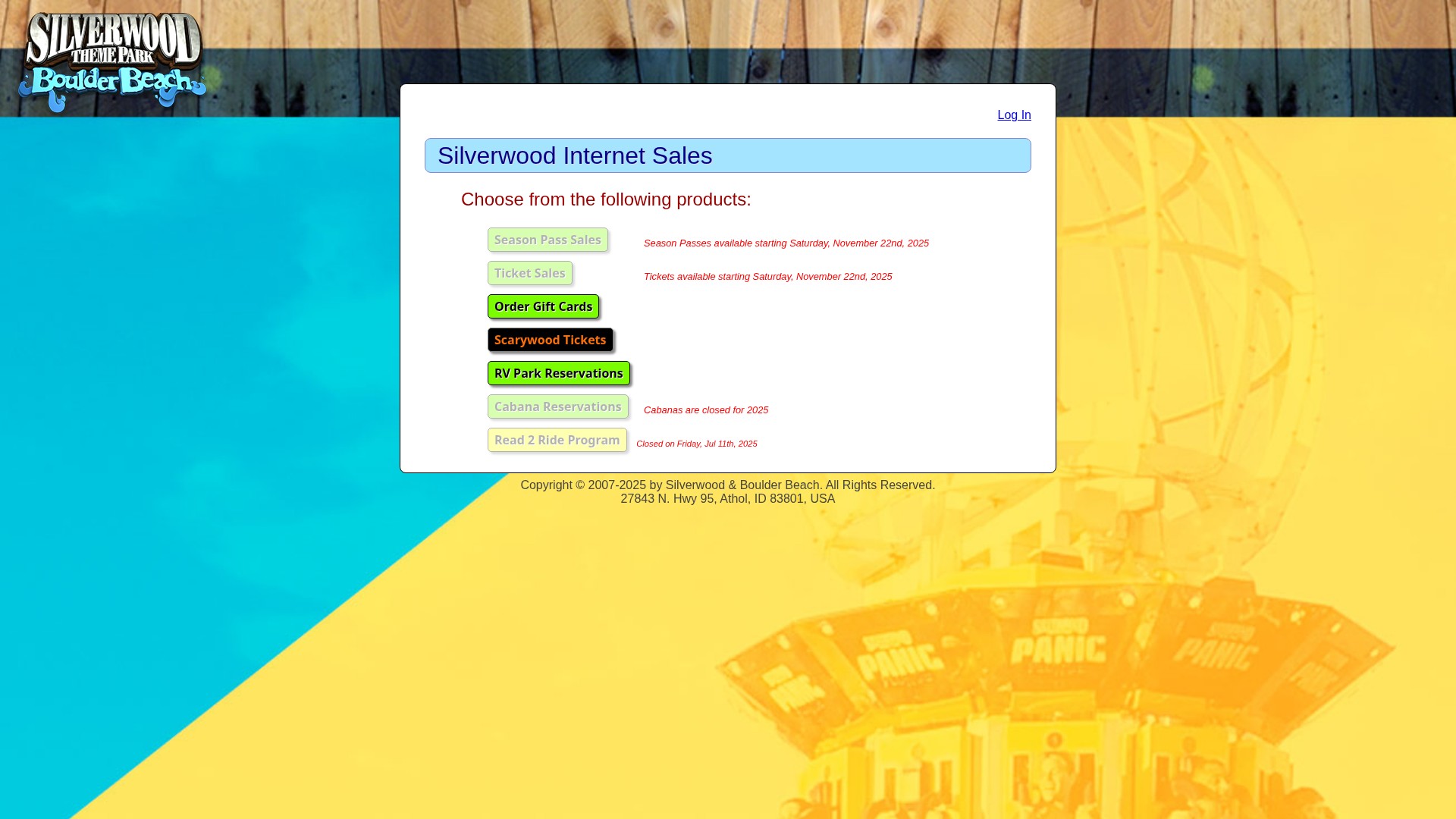 Screenshot of home.silverwoodthemepark.com