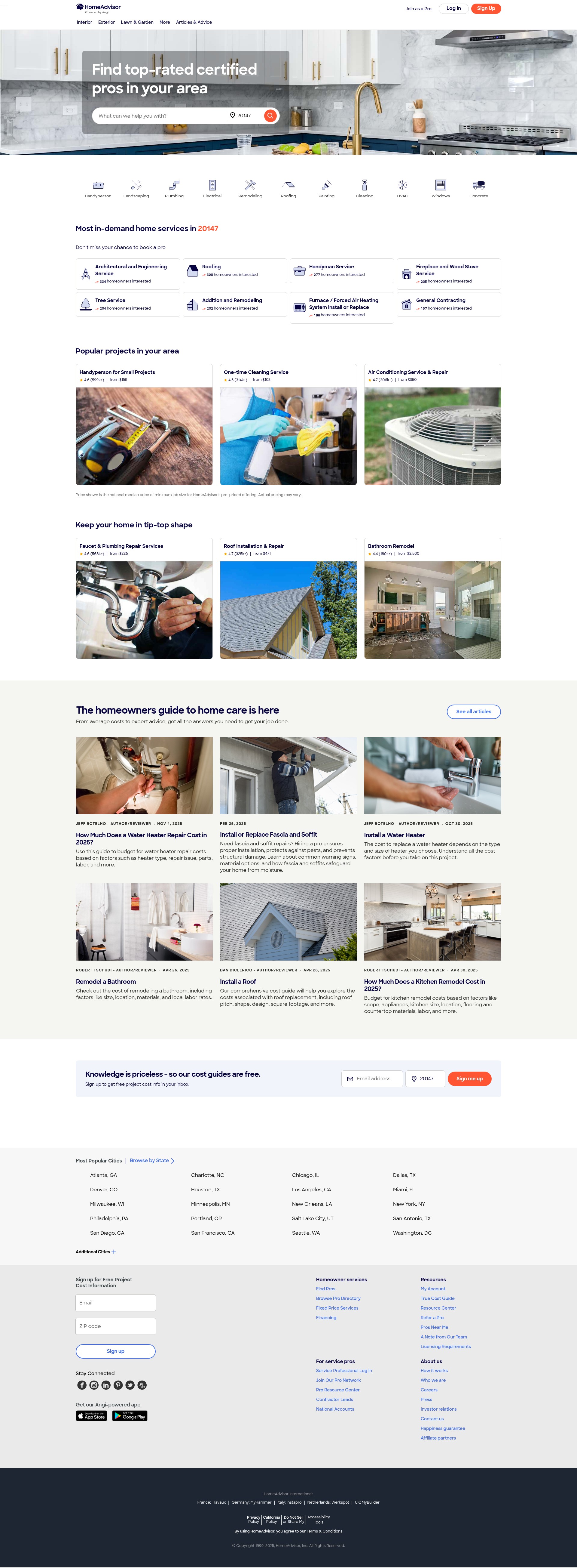 Screenshot of homeadvisor.com