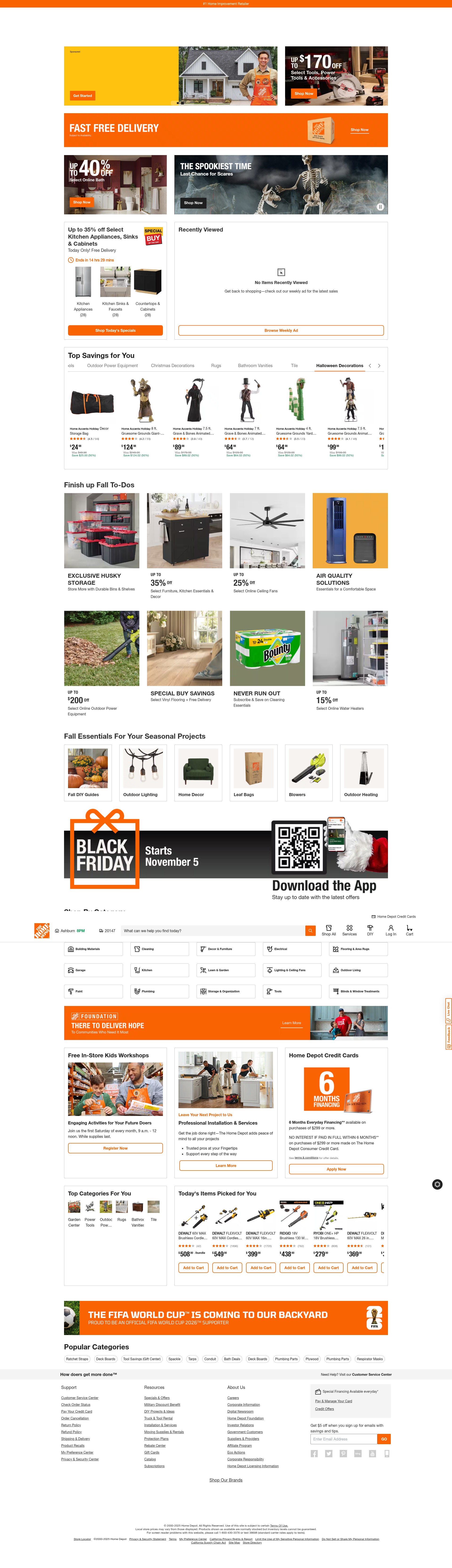 Screenshot of homedepot.com