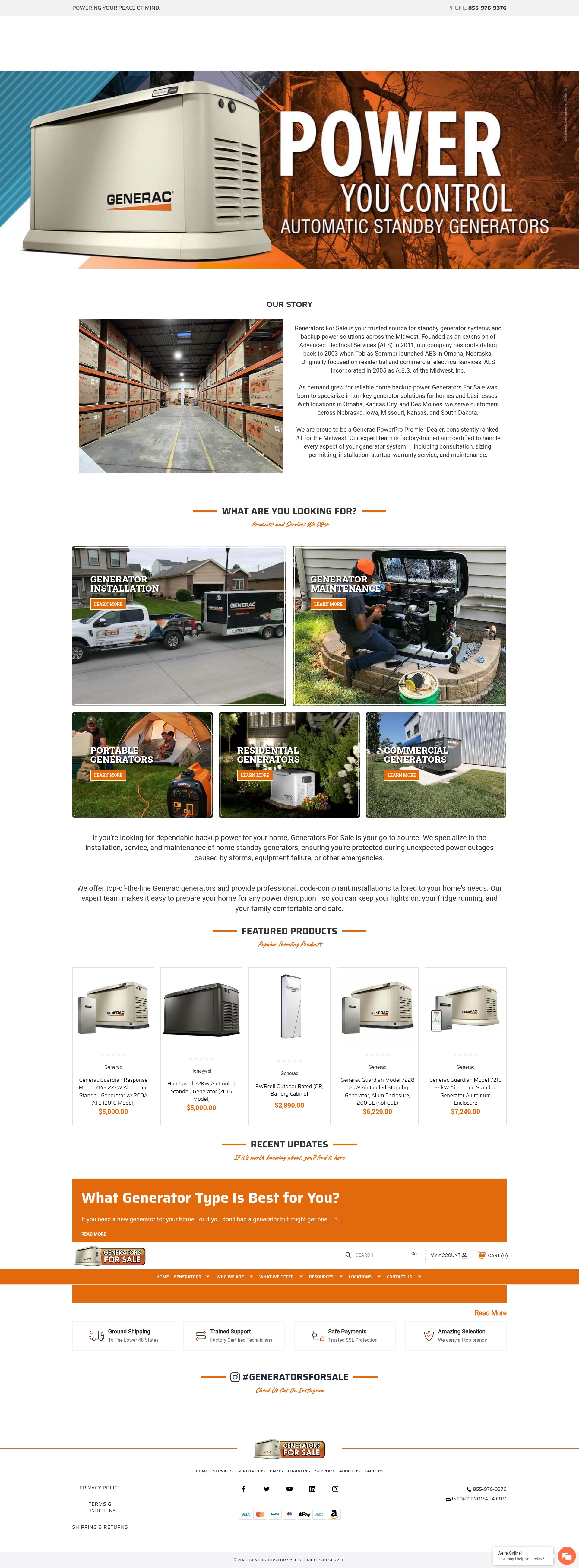 Screenshot of homegeneratorsforsale.com
