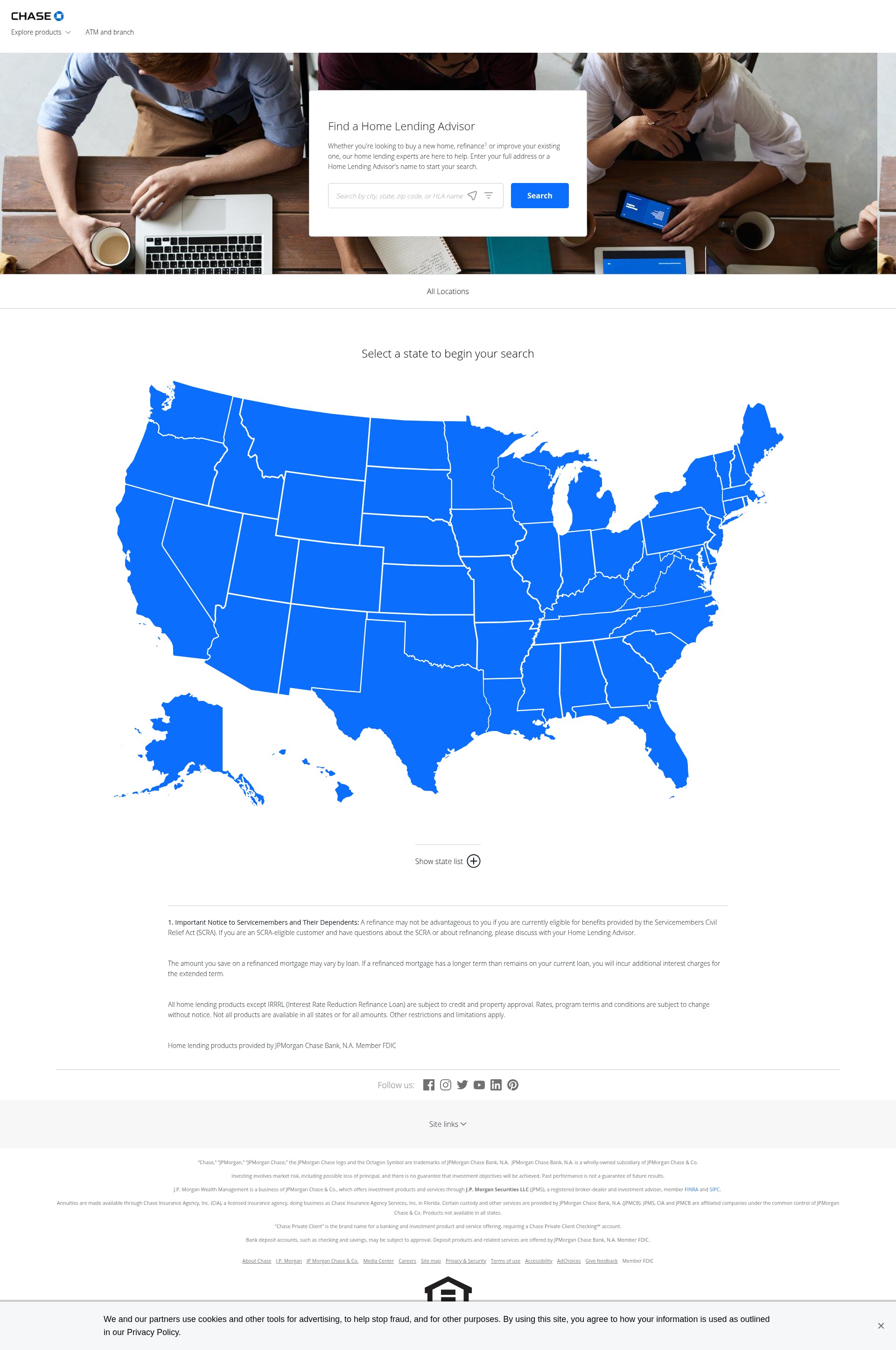 Screenshot of homelendingadvisor.chase.com