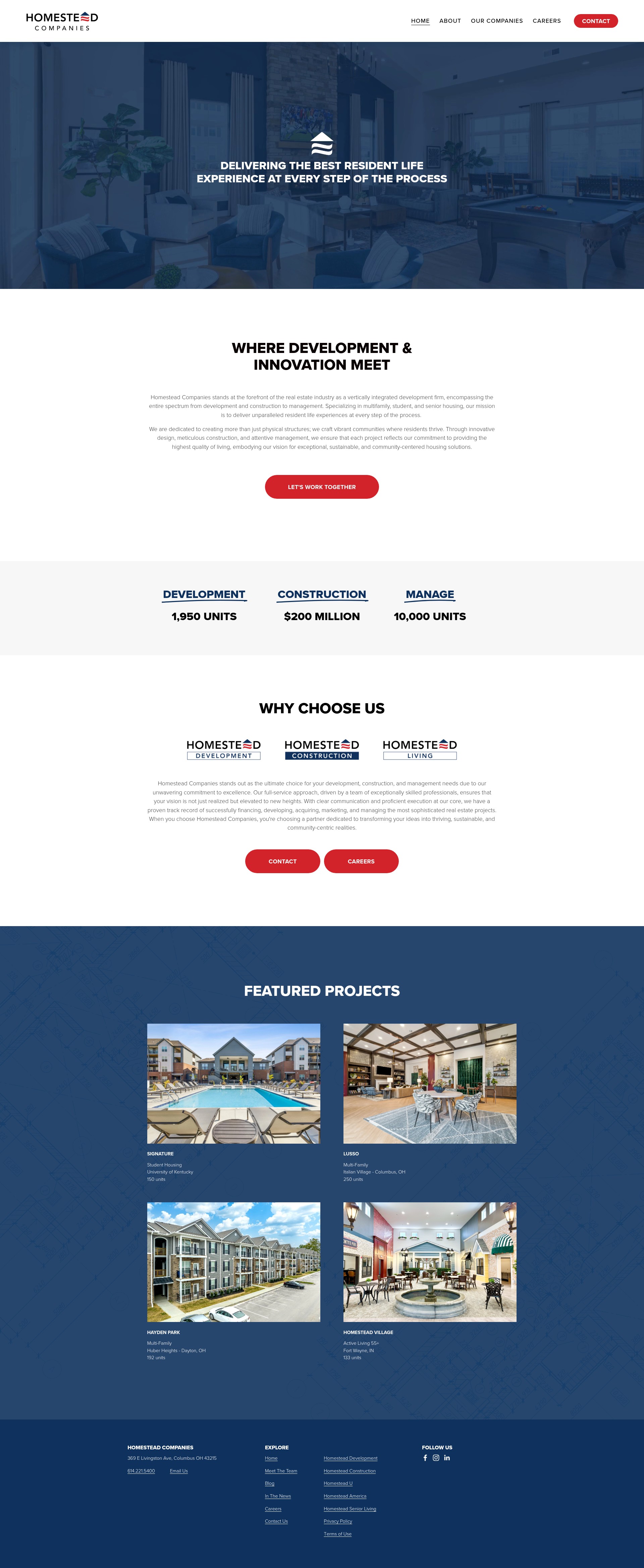 Screenshot of homesteadcos.com