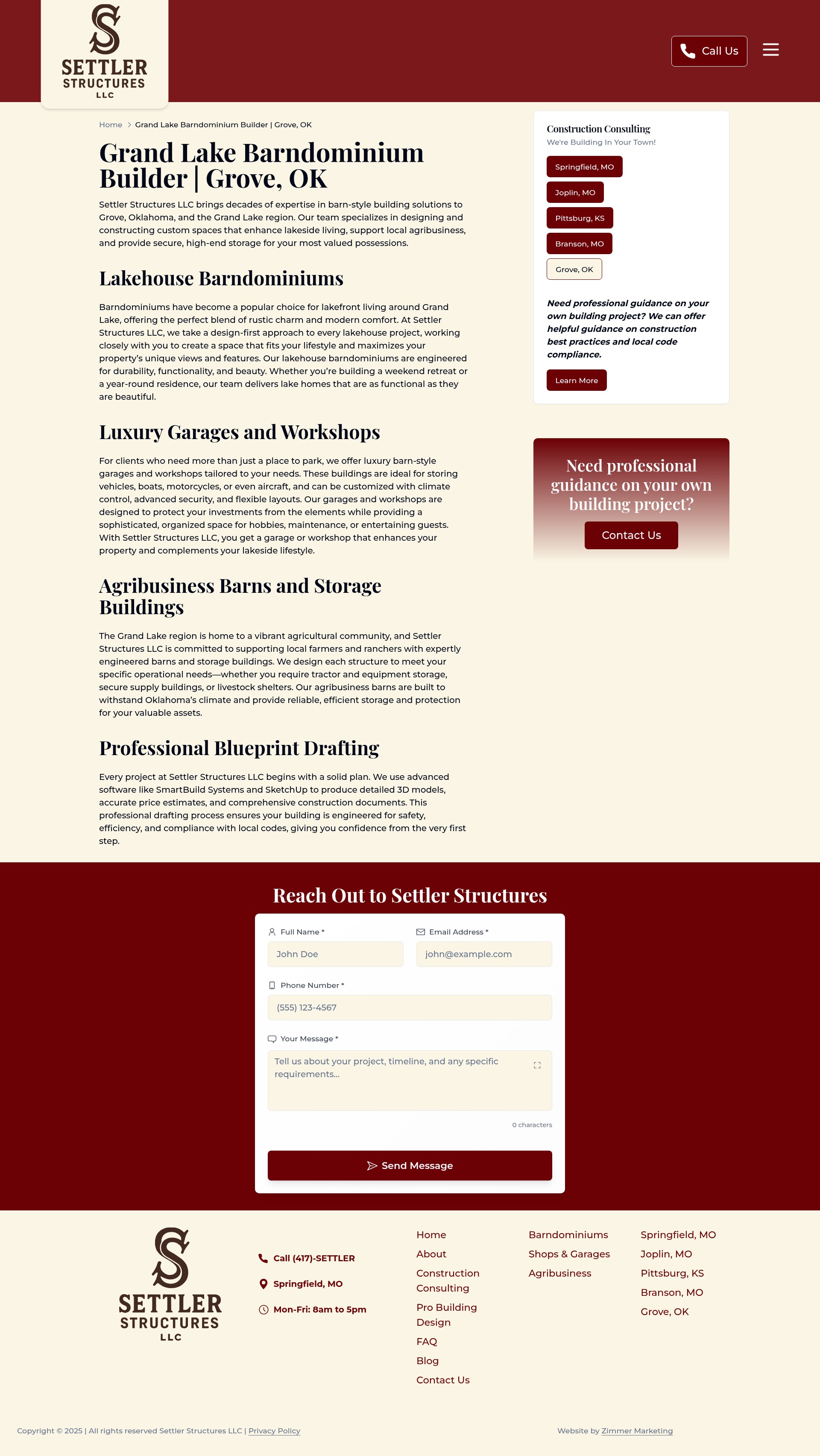 Screenshot of homesteadstructures.org
