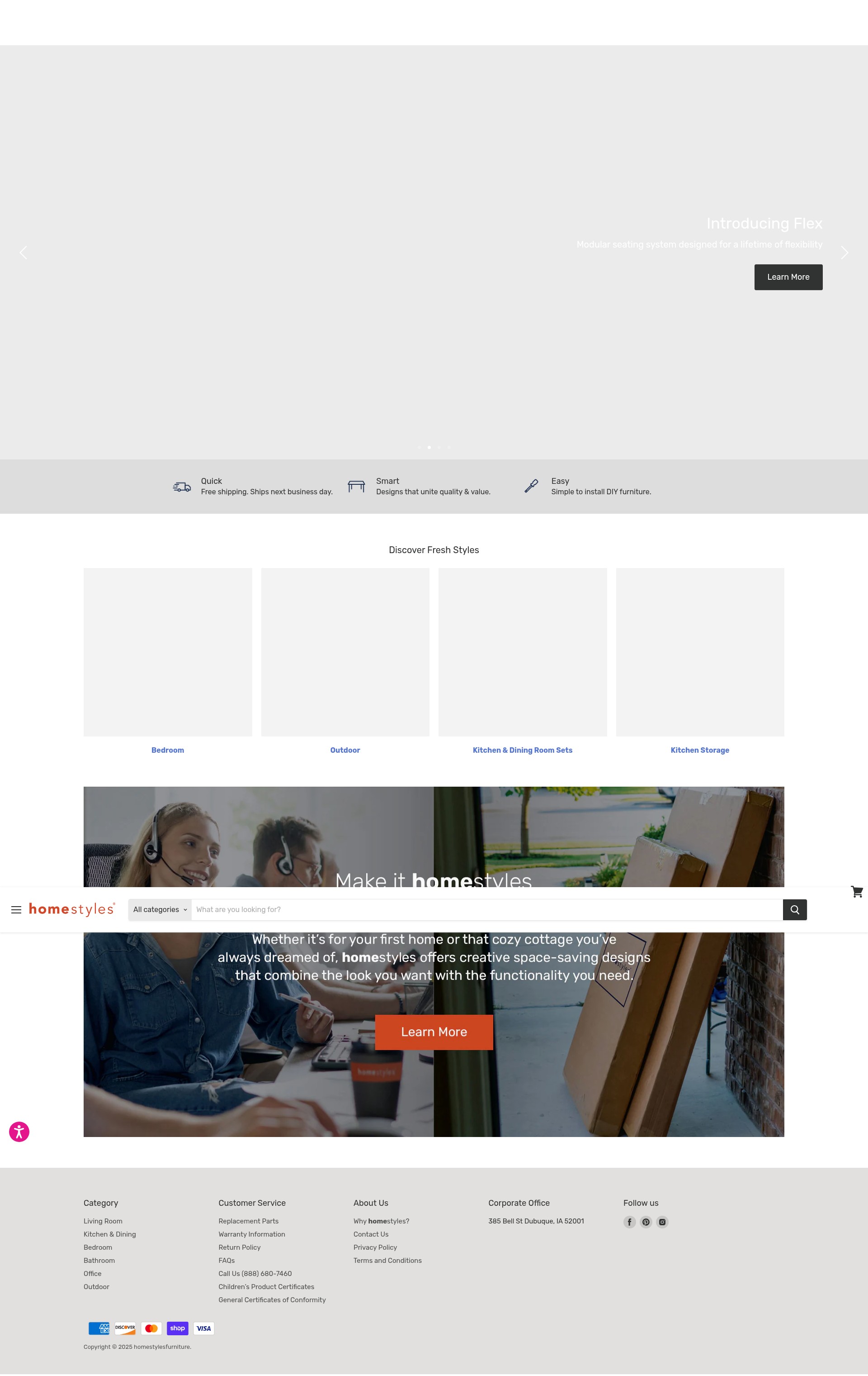 Screenshot of homestylesfurniture.com