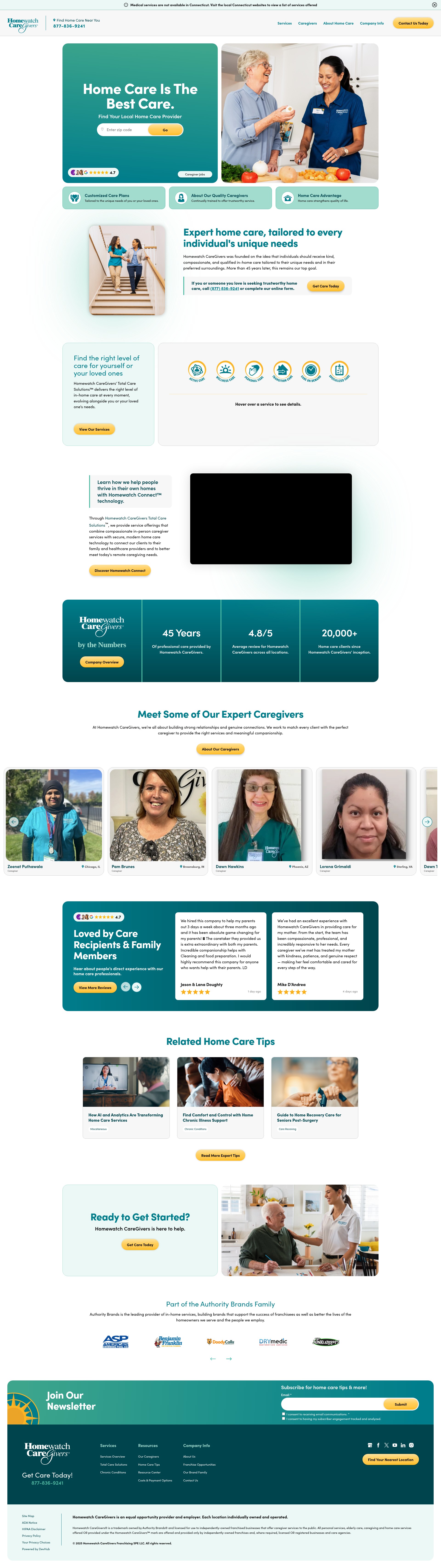 Screenshot of homewatchcaregivers.com