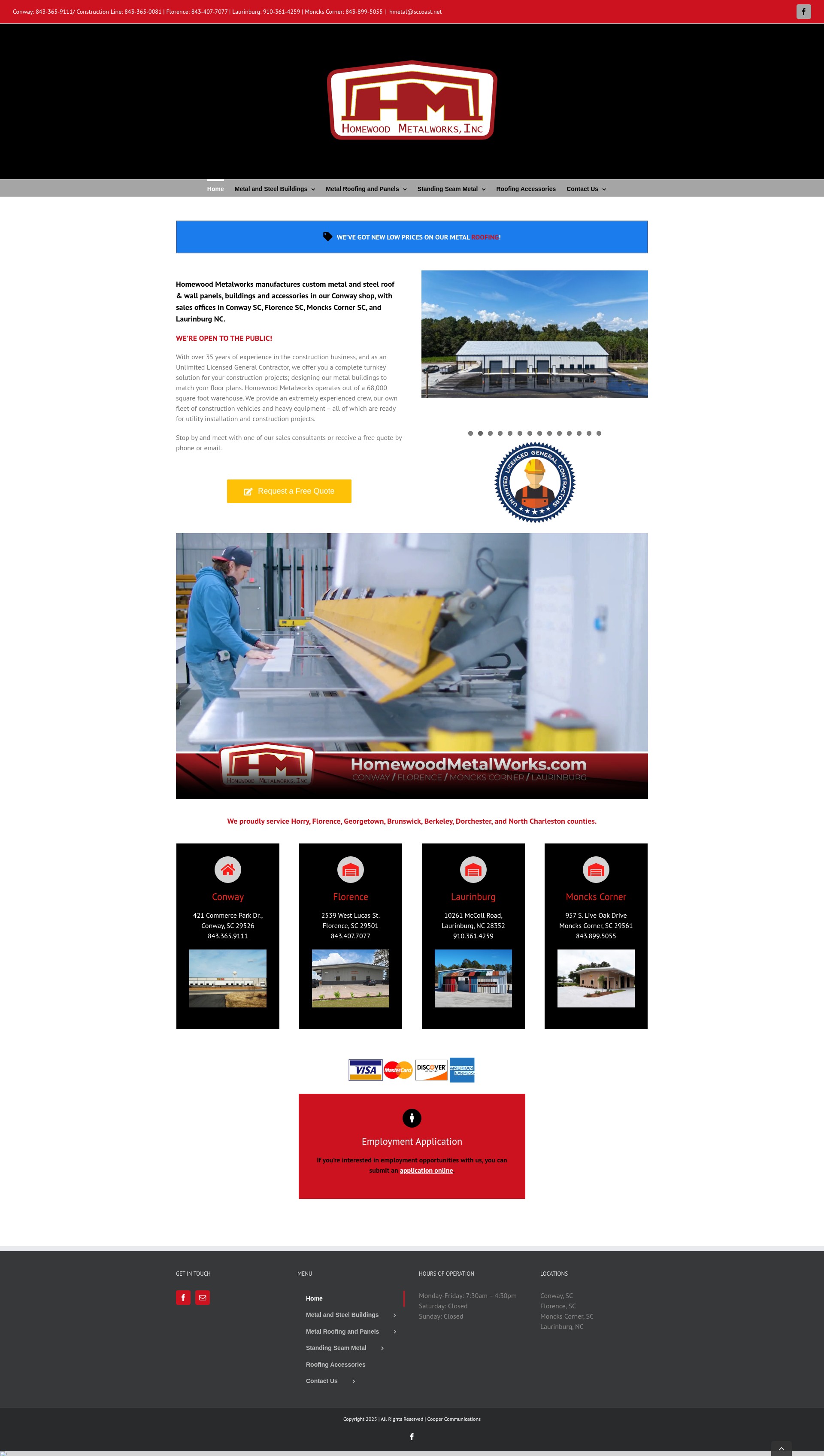 Screenshot of homewoodmetalworks.com