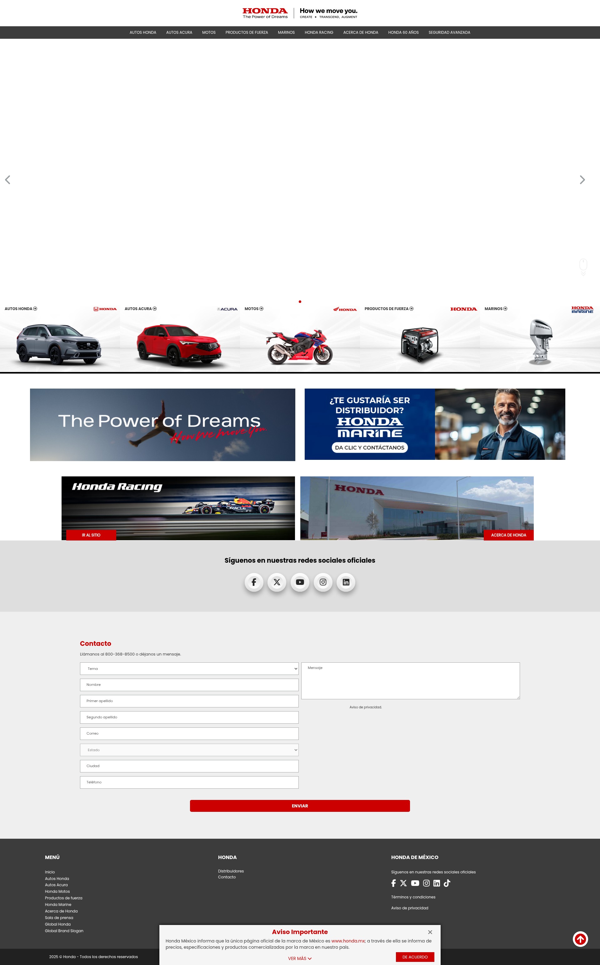 Screenshot of honda.mx