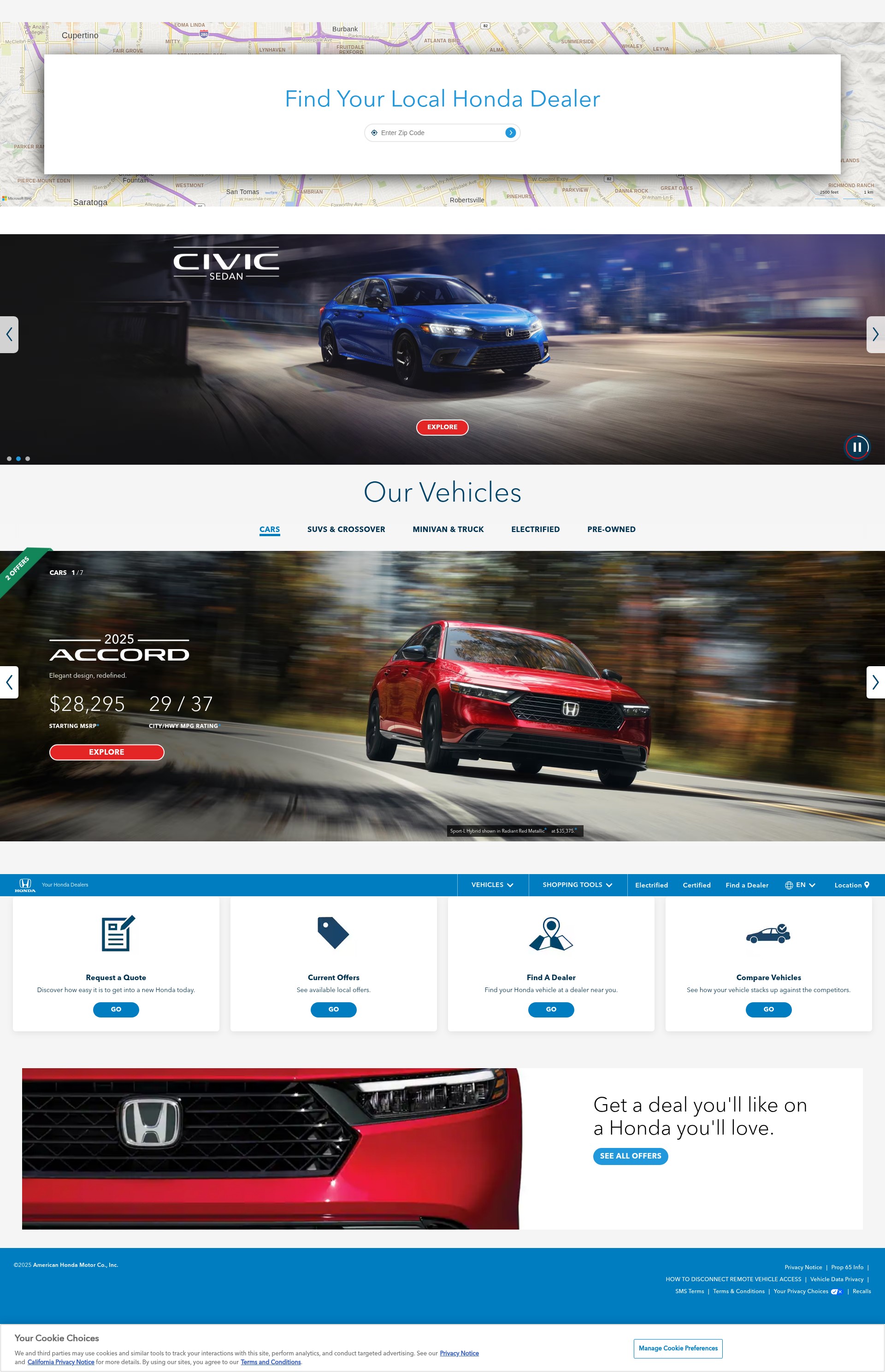 Screenshot of hondadealers.com