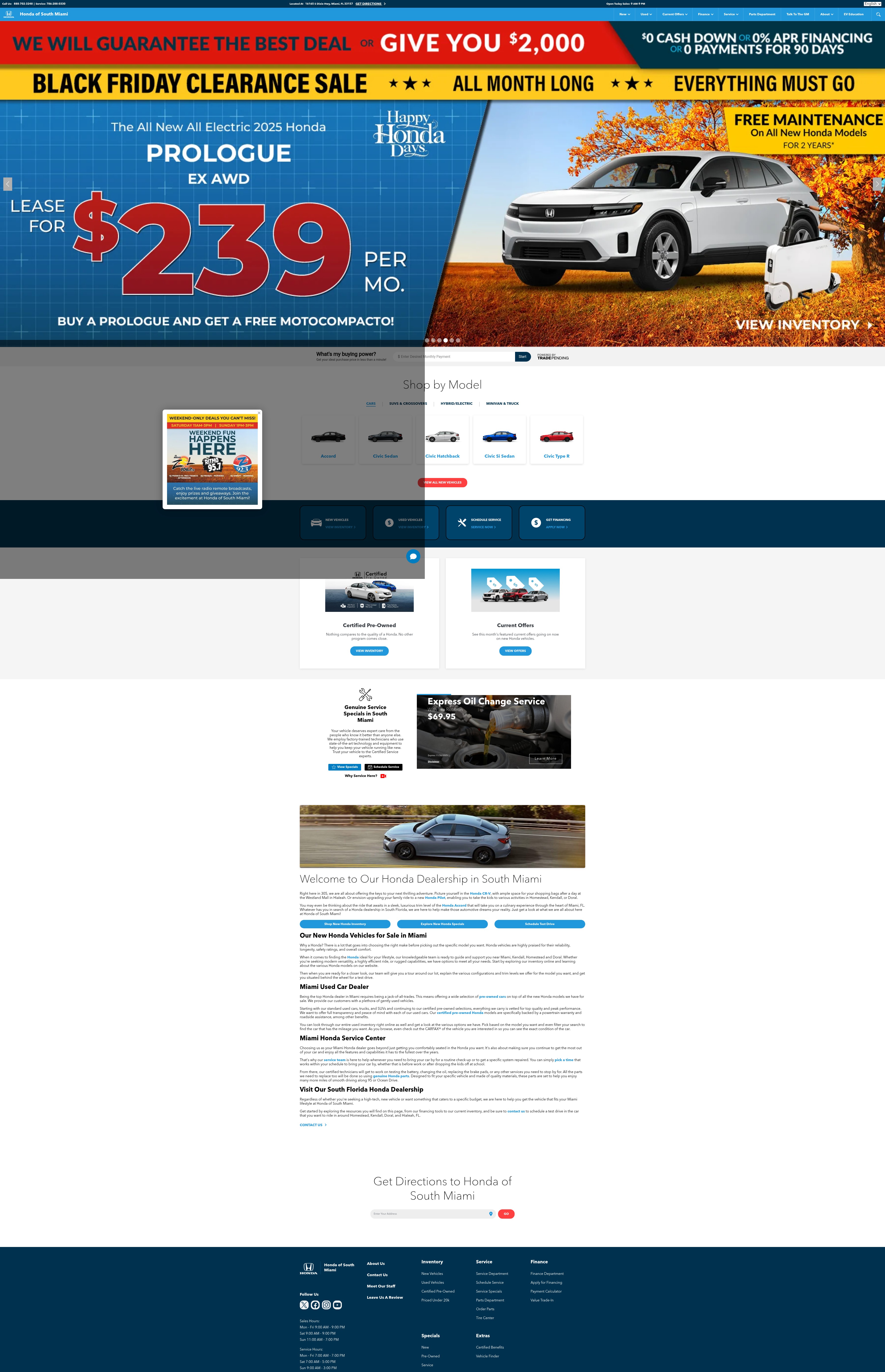 Screenshot of hondaofsouthmiami.com