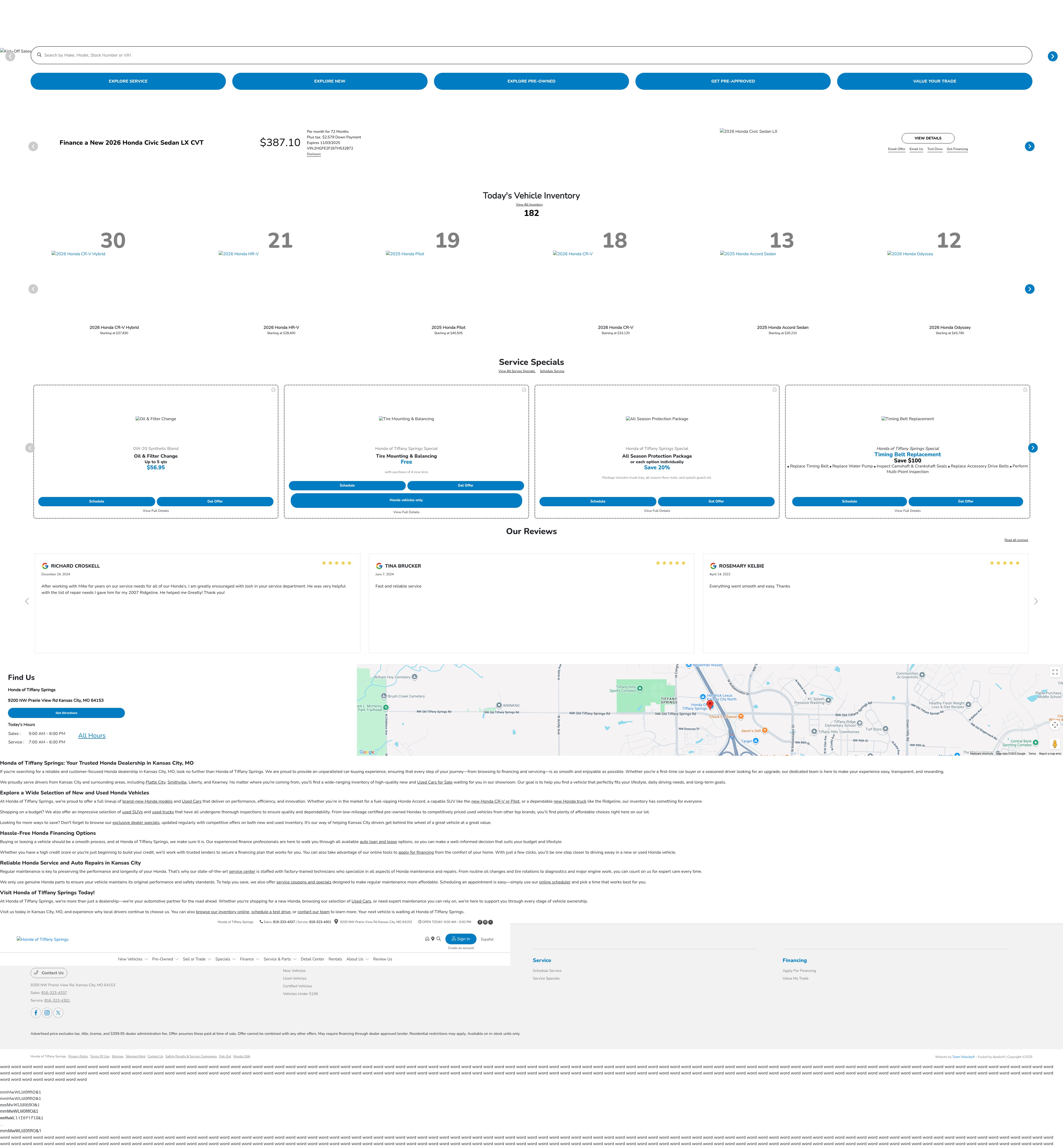 Screenshot of hondaoftiffanysprings.com