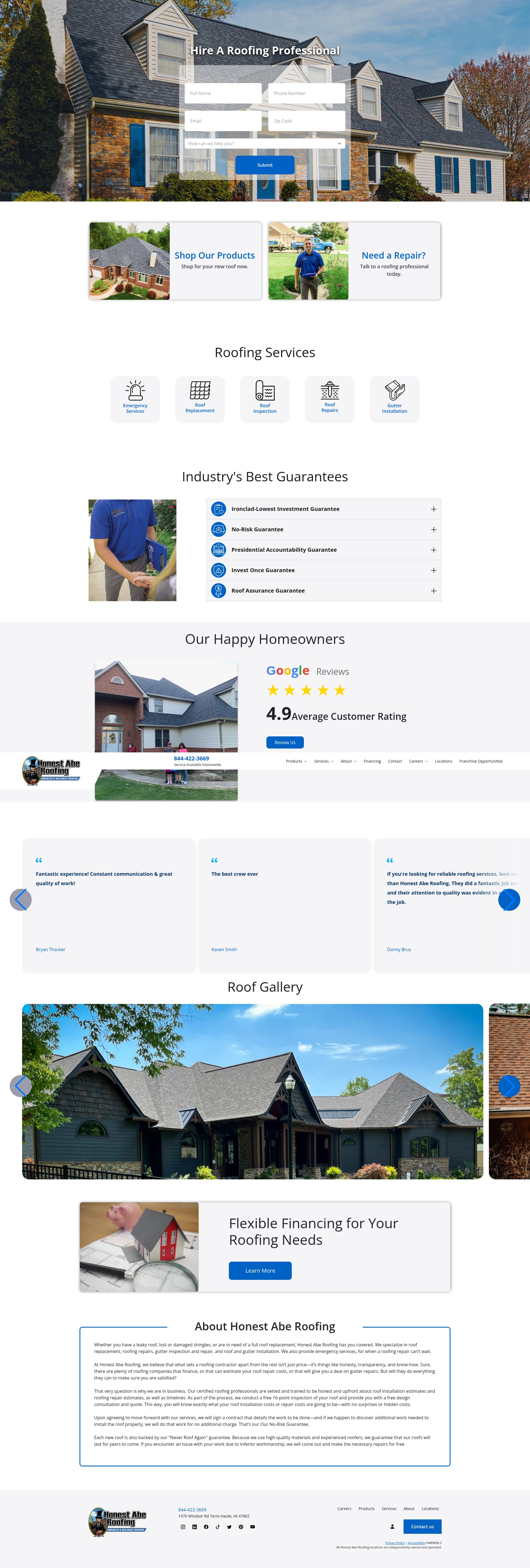 Screenshot of honestaberoofing.com