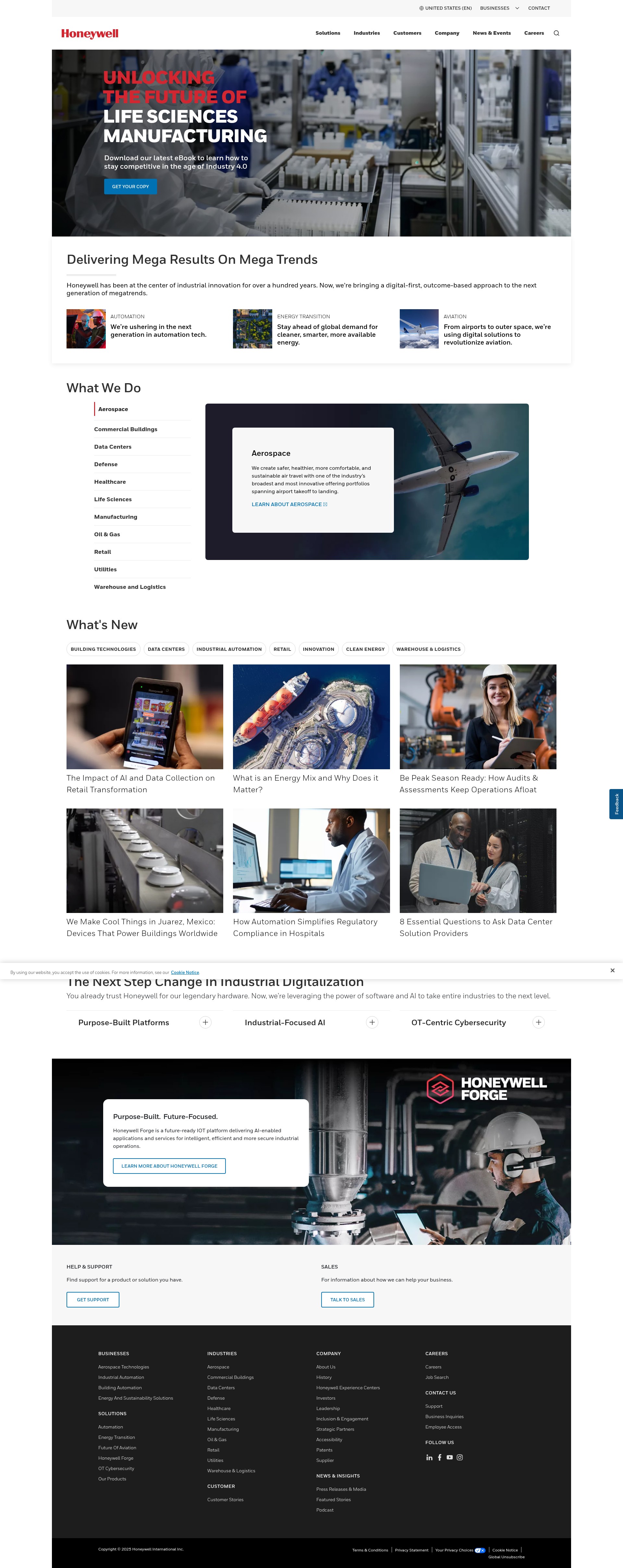 Screenshot of honeywell.com