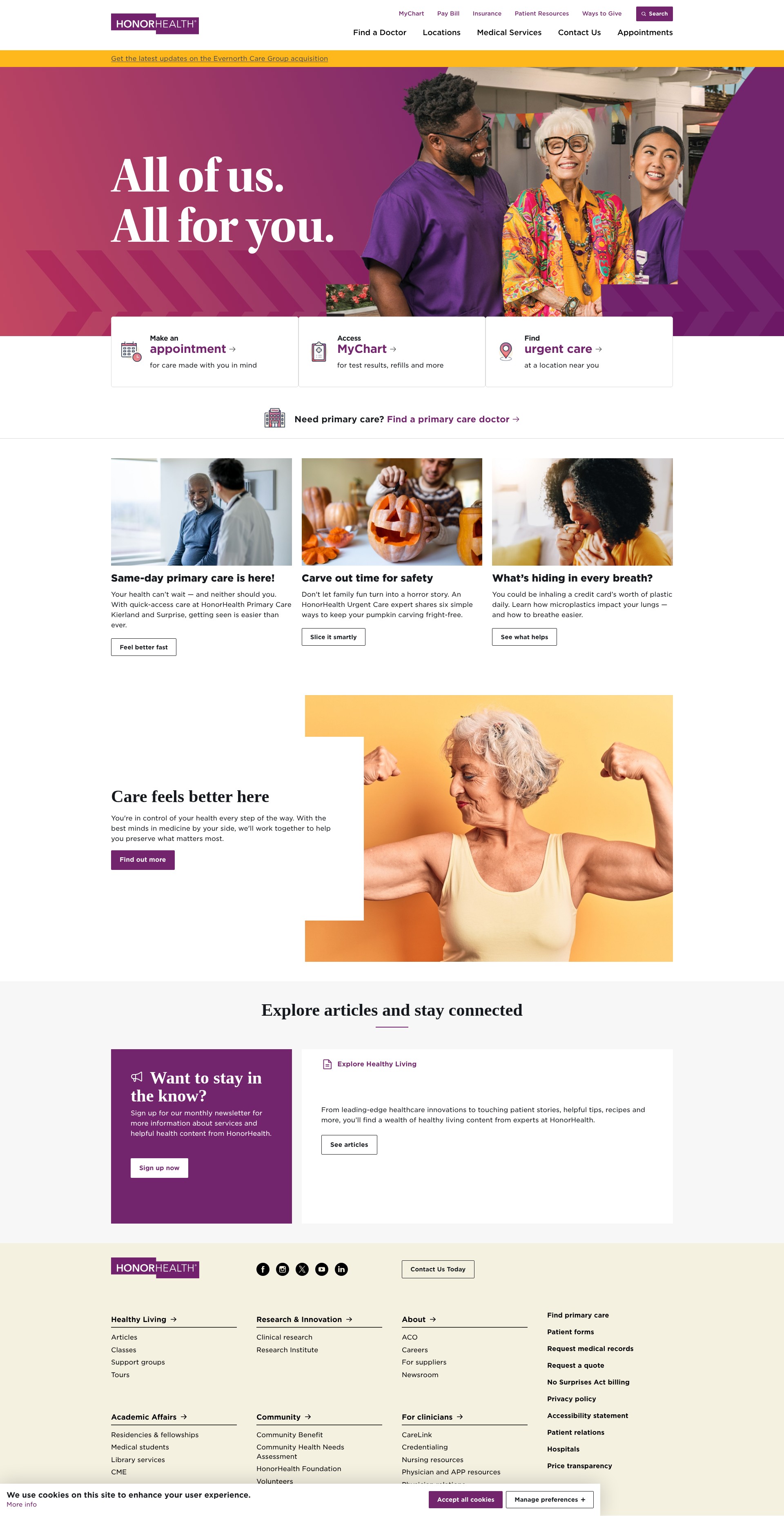 Screenshot of honorhealth.com