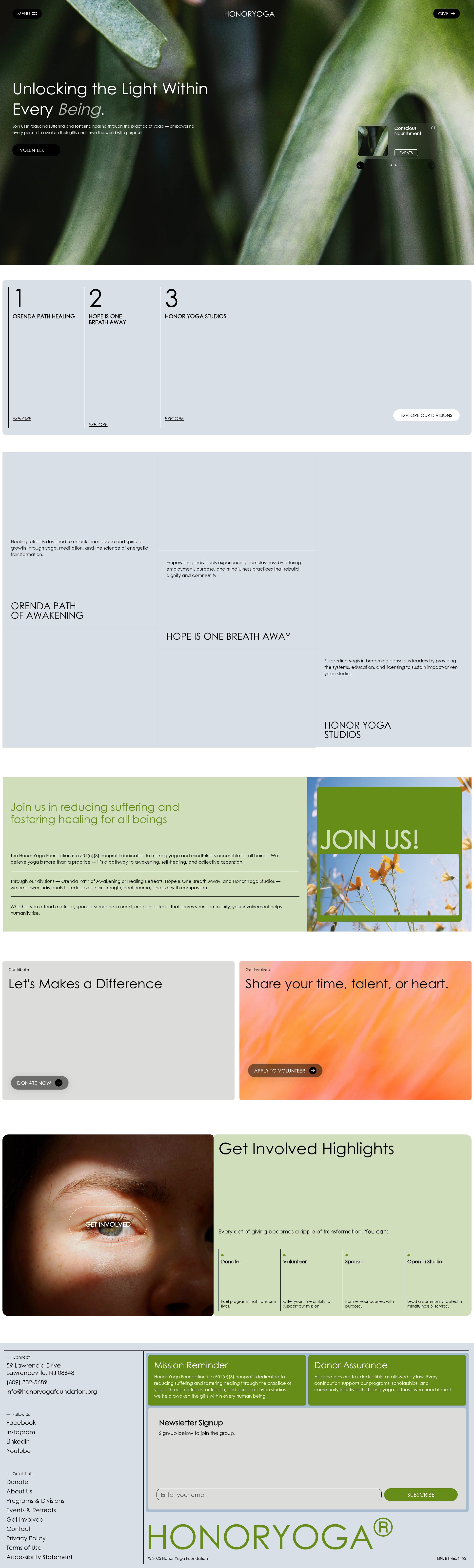 Screenshot of honoryoga.com