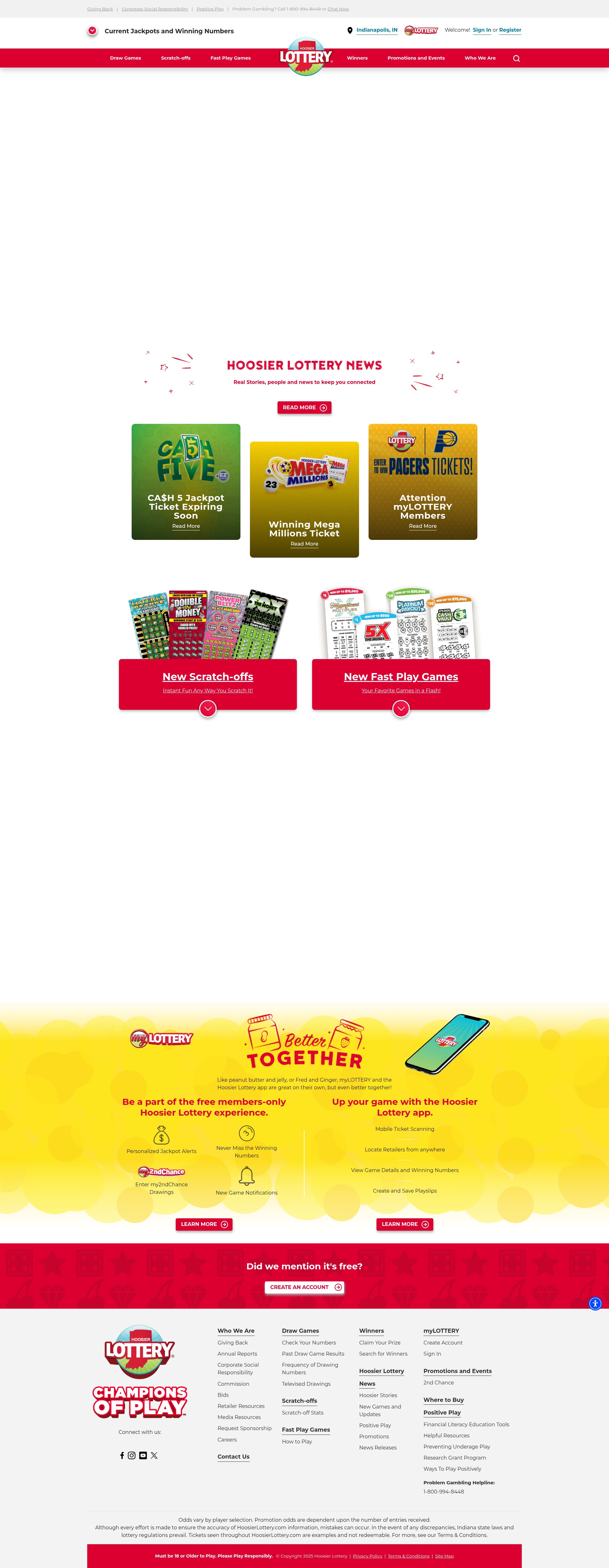 Screenshot of hoosierlottery.com
