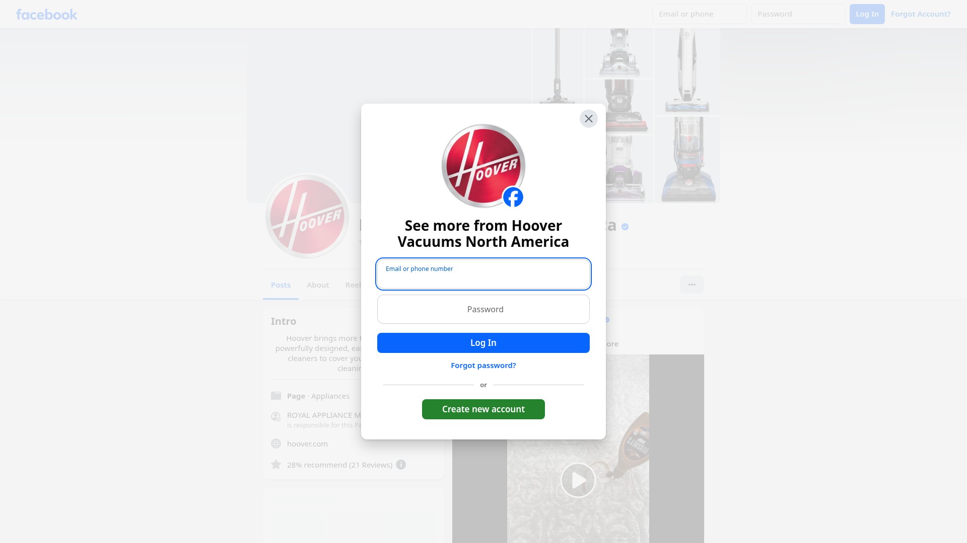 Screenshot of hoover.com