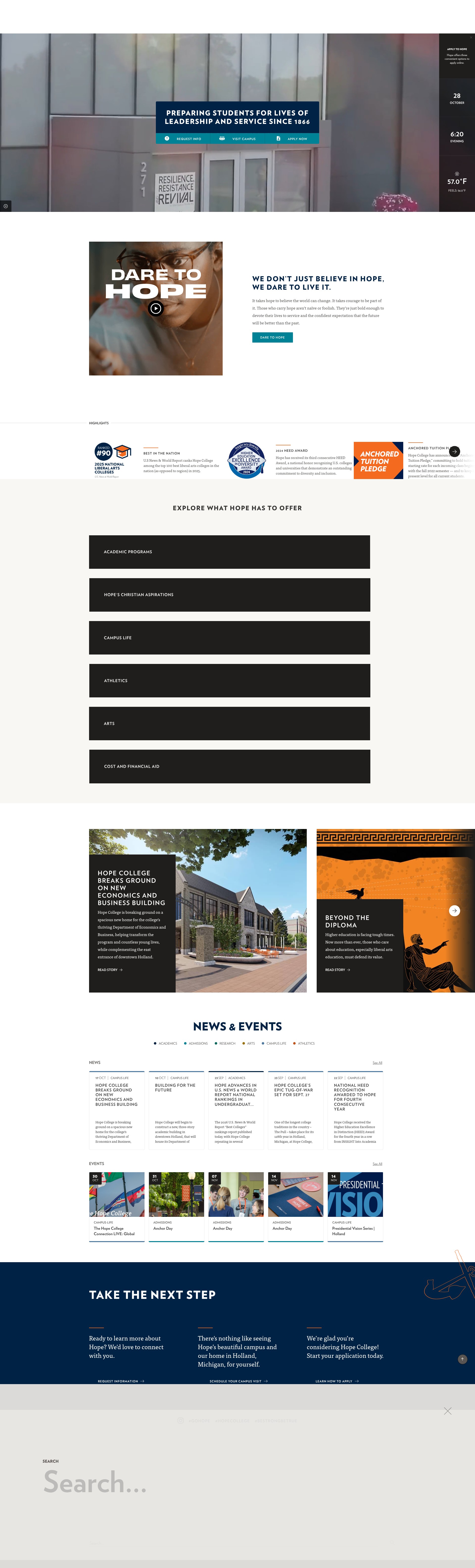 Screenshot of hope.edu