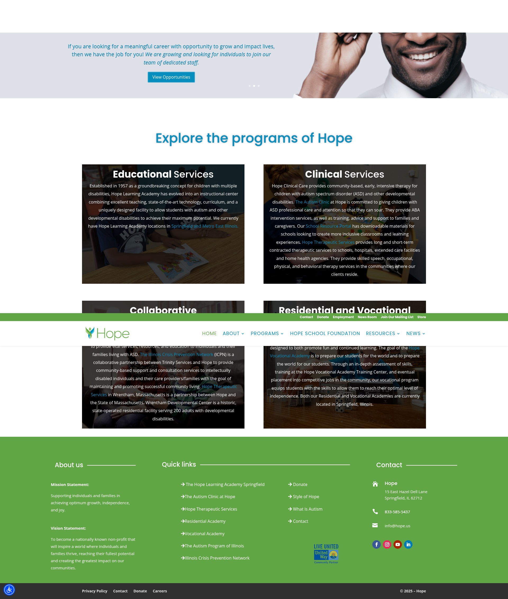 Screenshot of hope.us