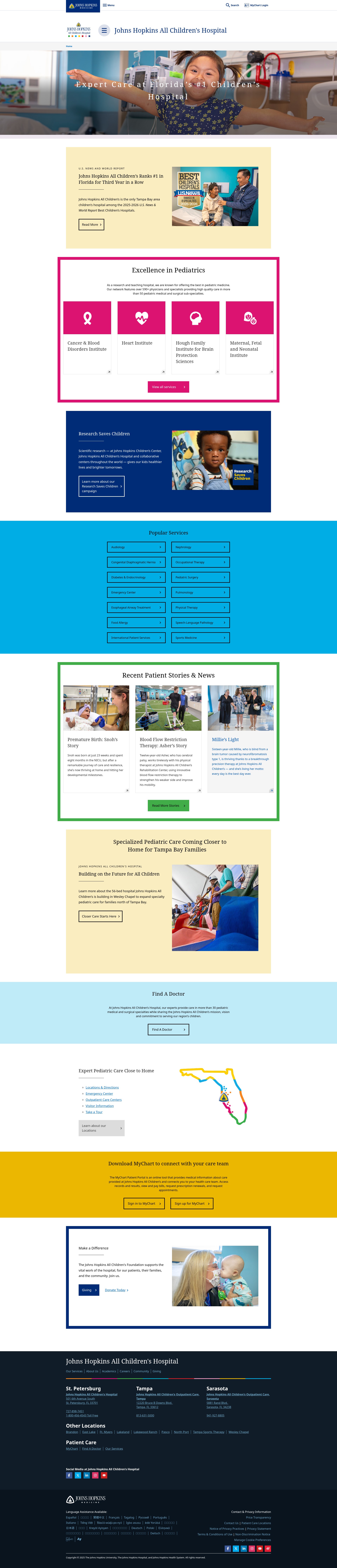 Screenshot of hopkinsallchildrens.org
