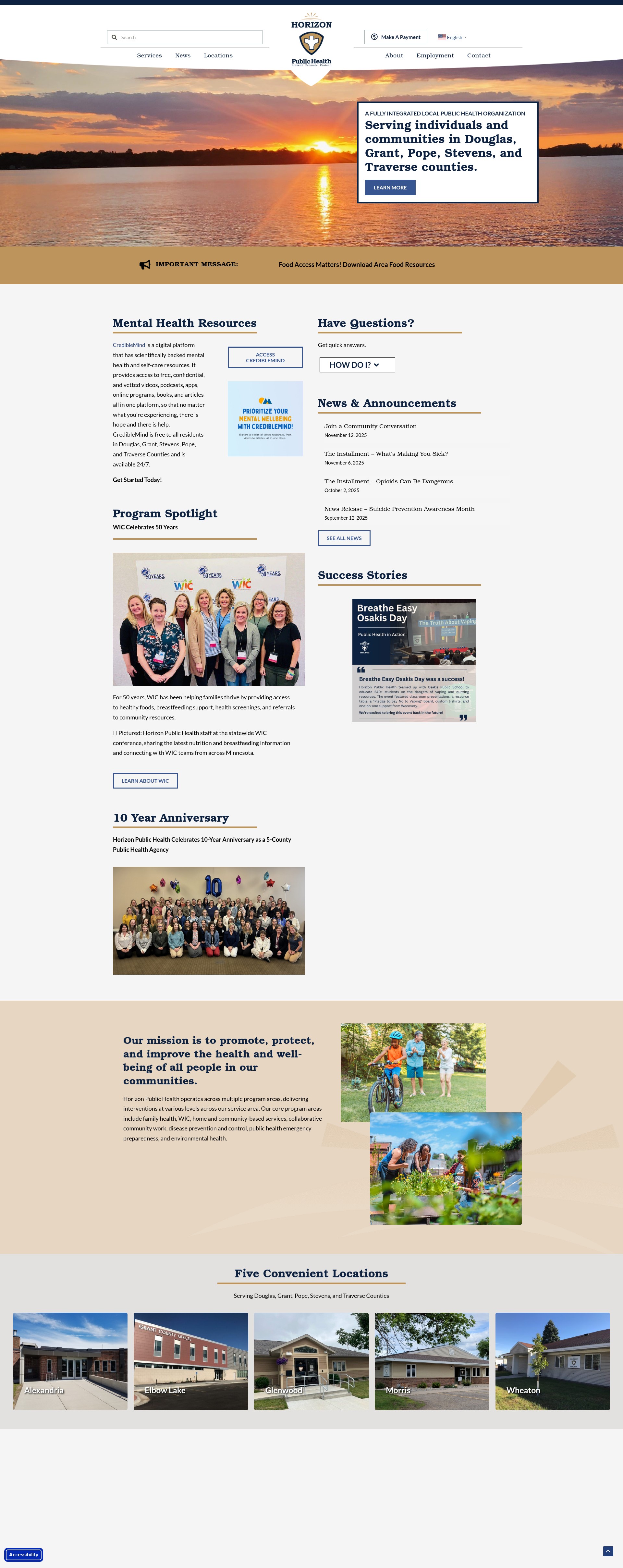 Screenshot of horizonpublichealth.org