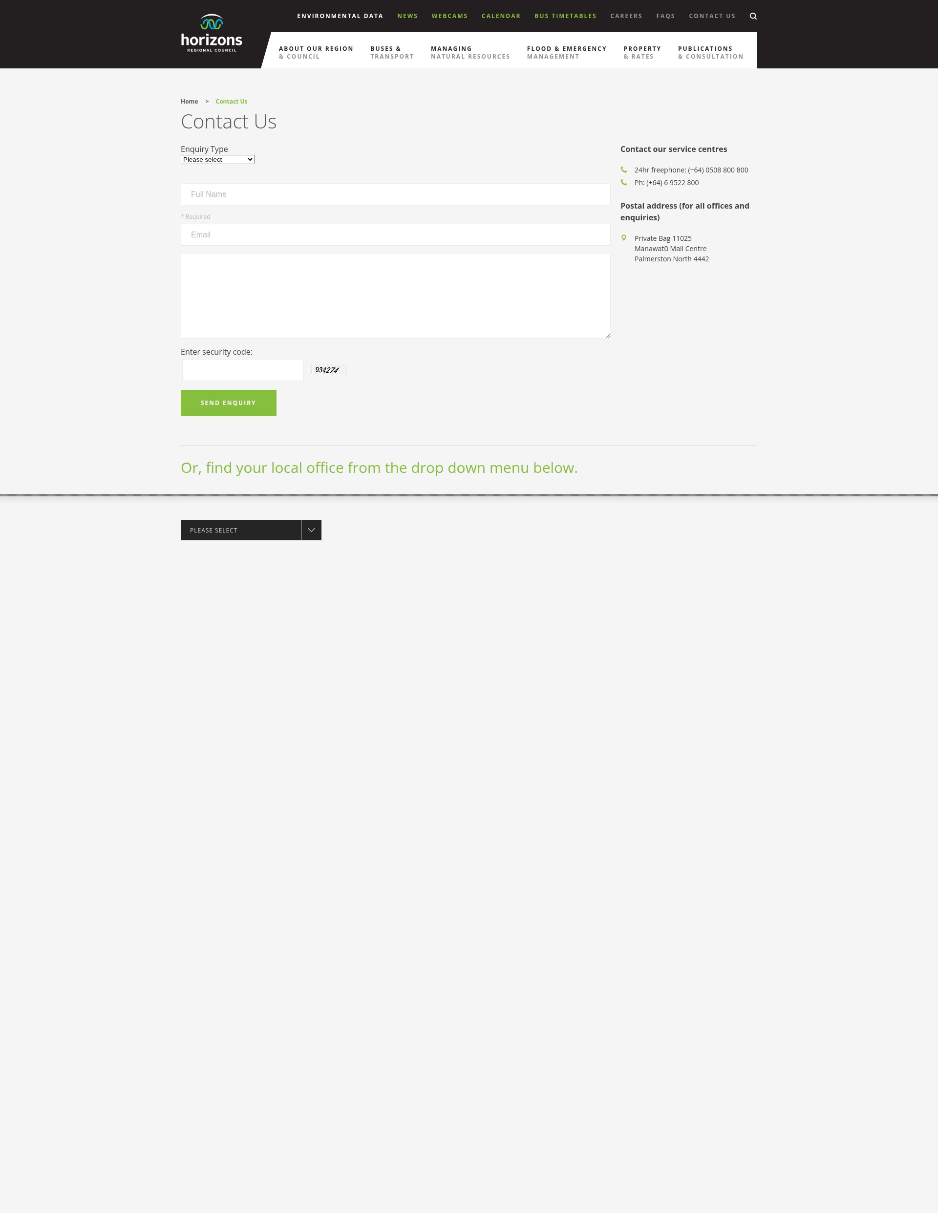 Screenshot of horizons.govt.nz