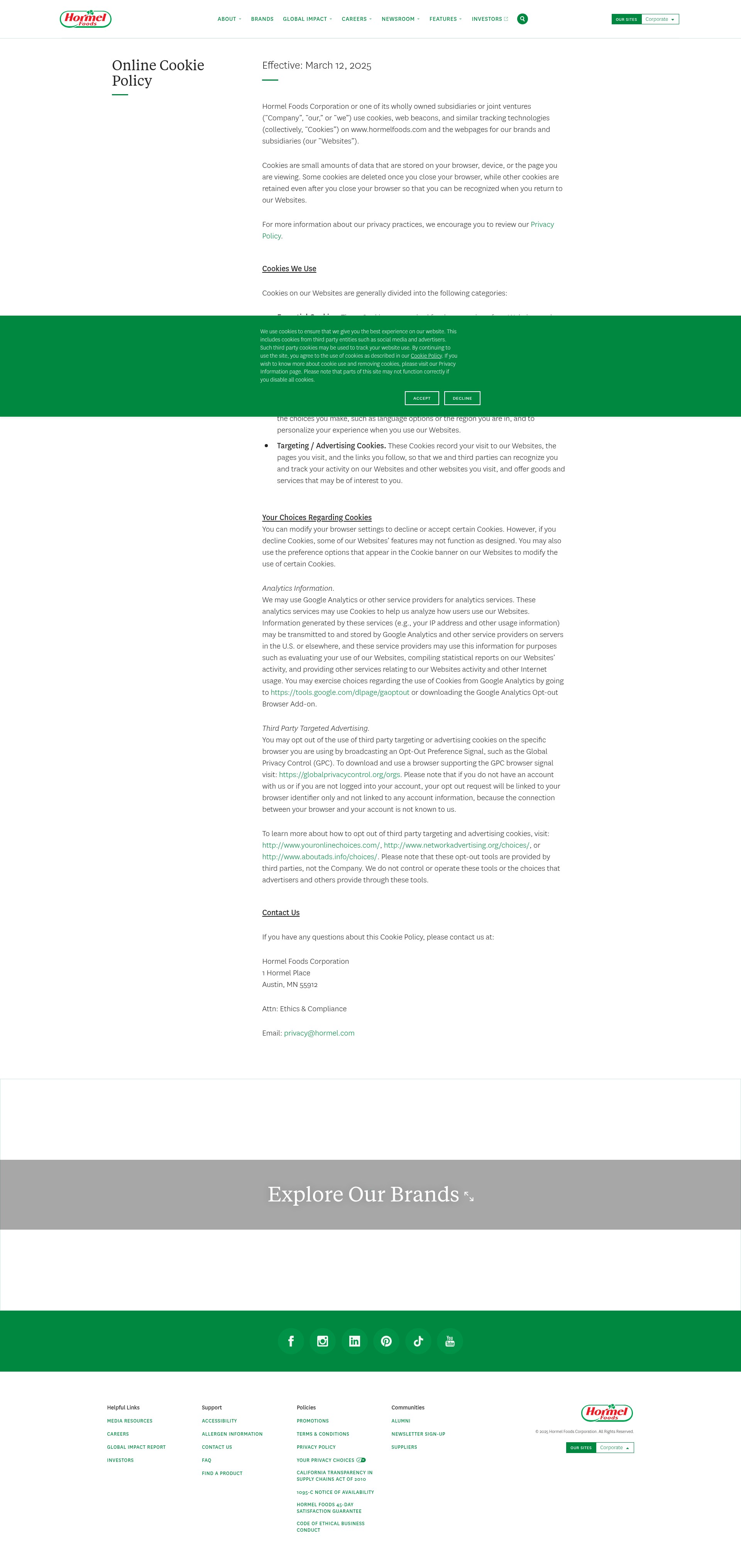 Screenshot of hormelfoodservice.ca