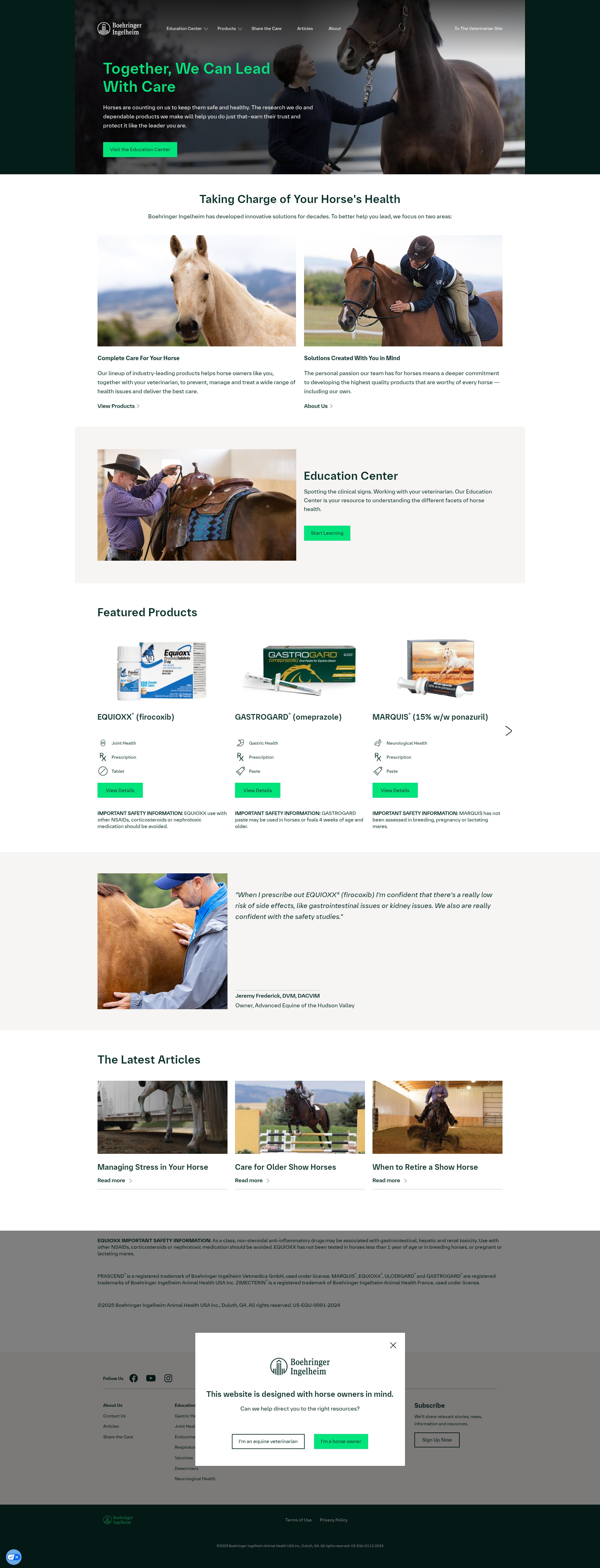 Screenshot of horseowner.boehringer-ingelheim.com
