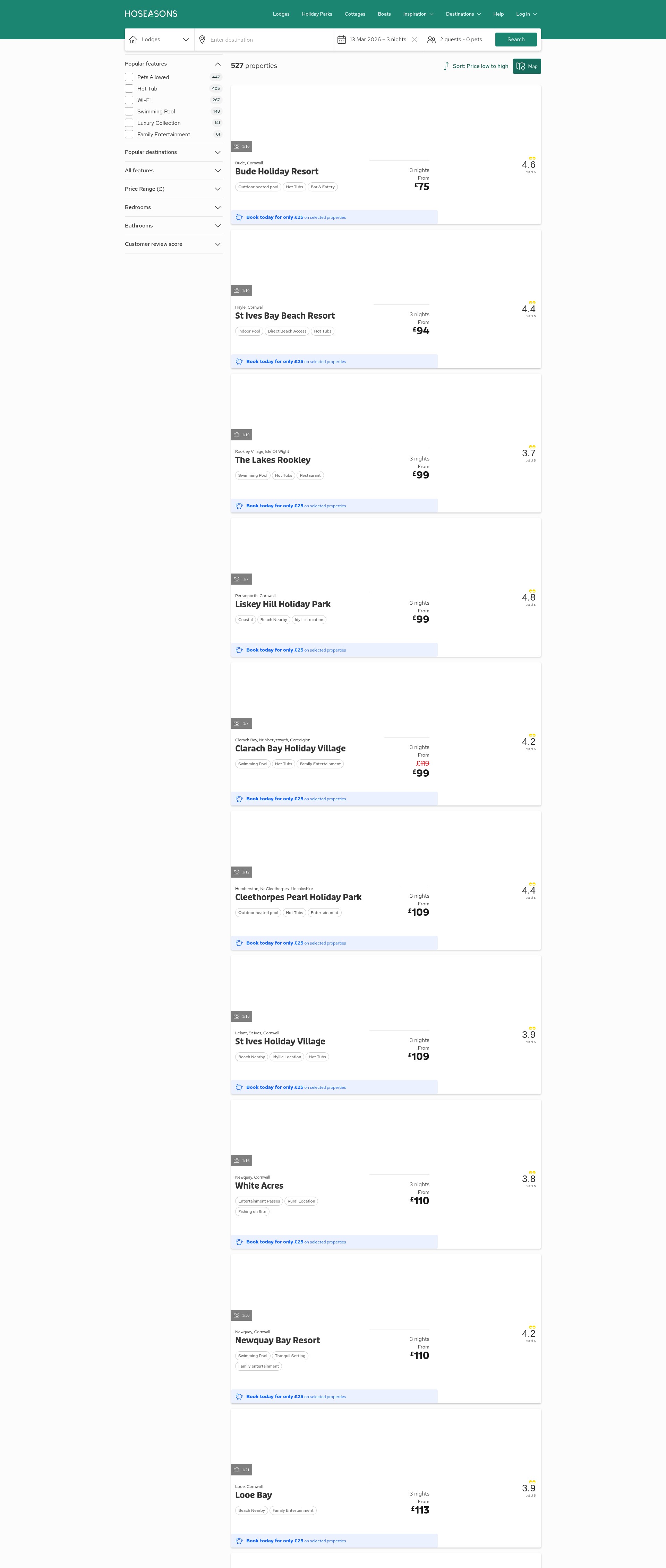Screenshot of hoseasons.co.uk