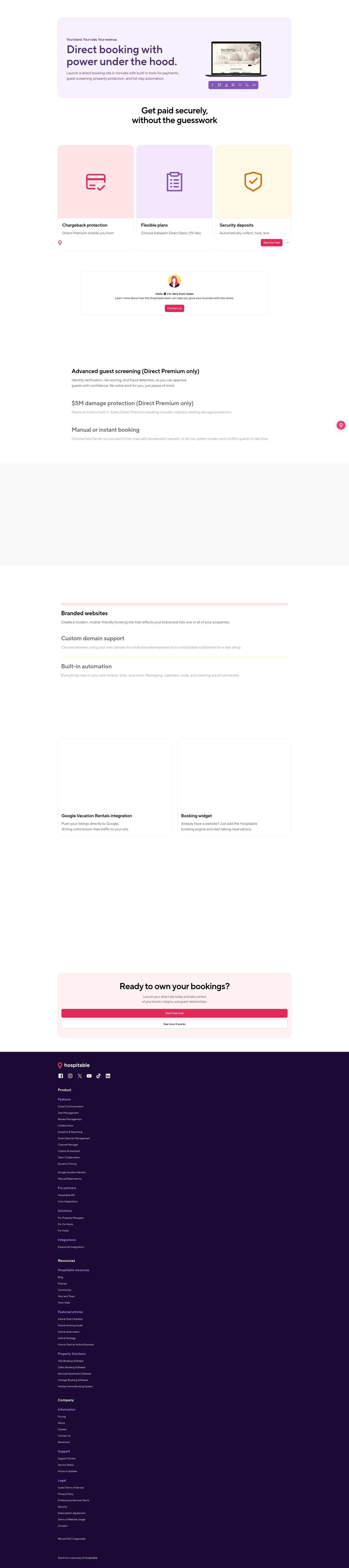 Screenshot of hospitable.com