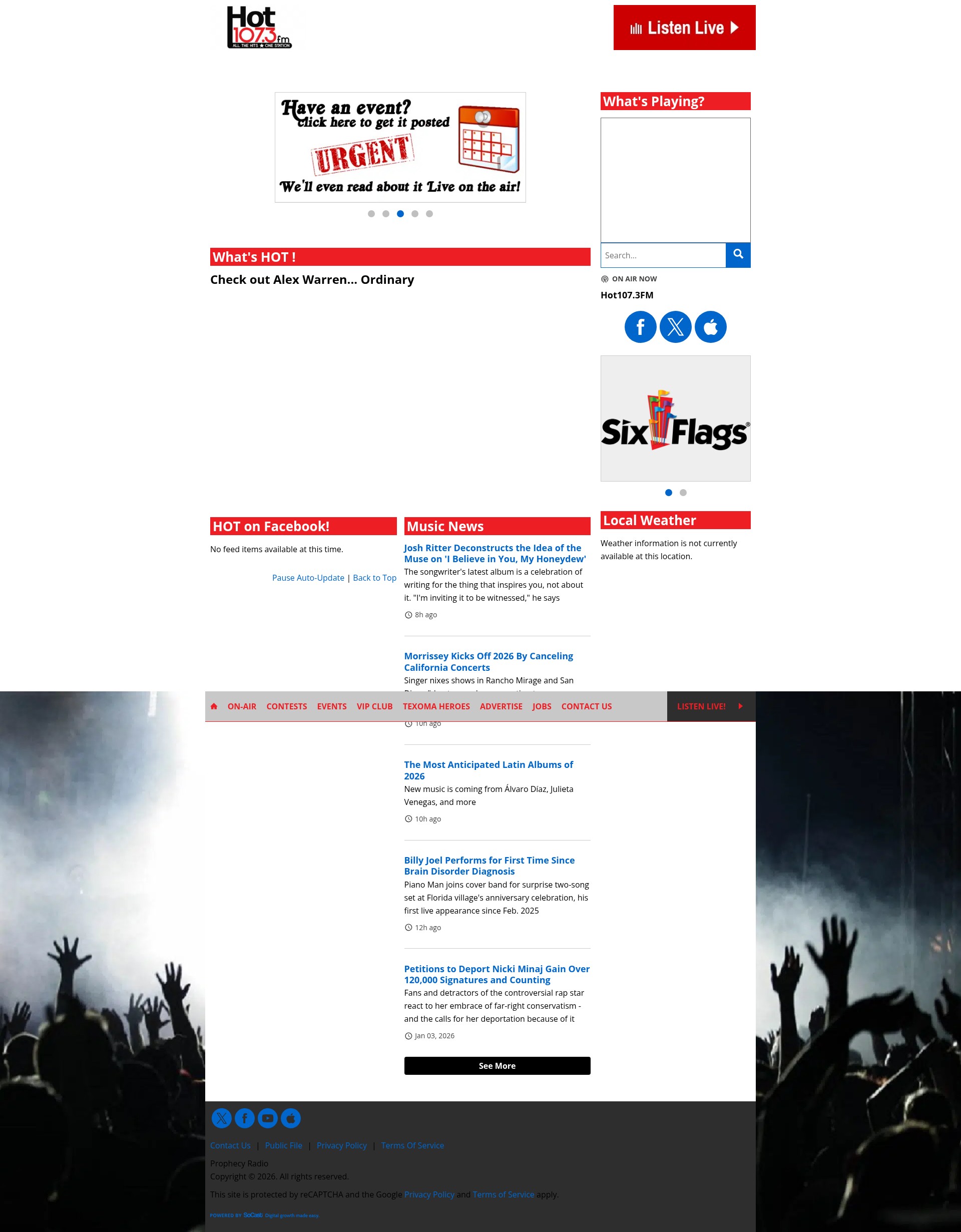 Screenshot of hot1073fm.com