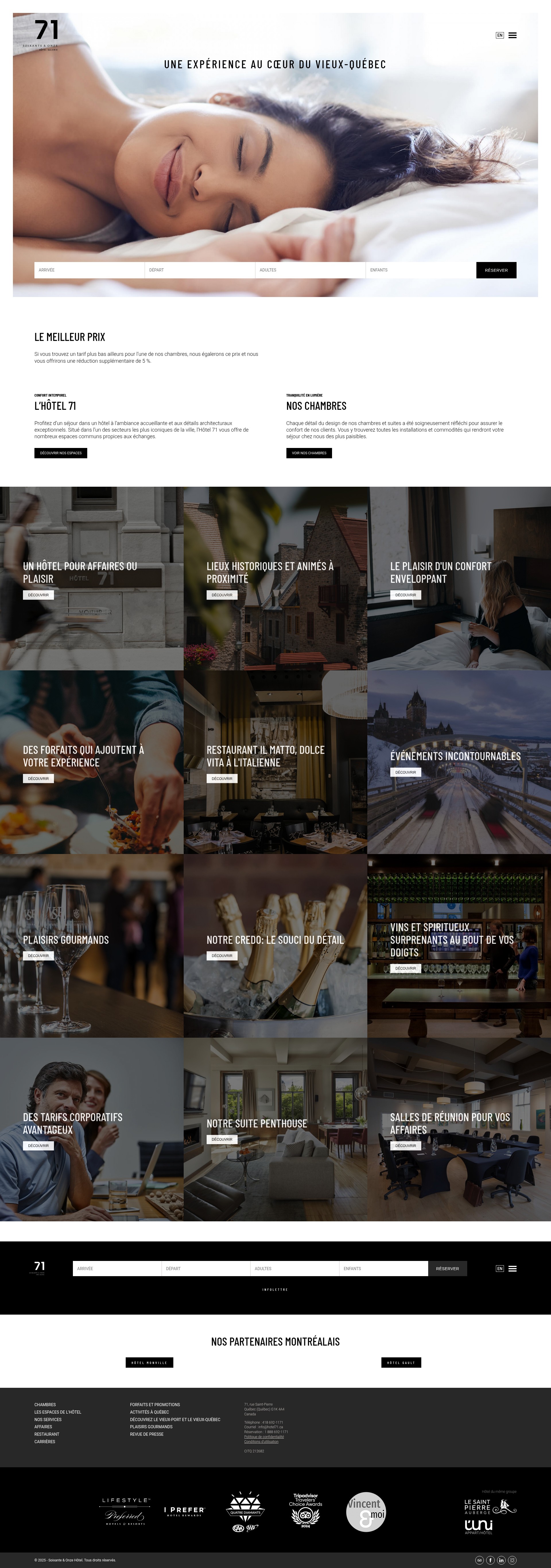 Screenshot of hotel71.ca
