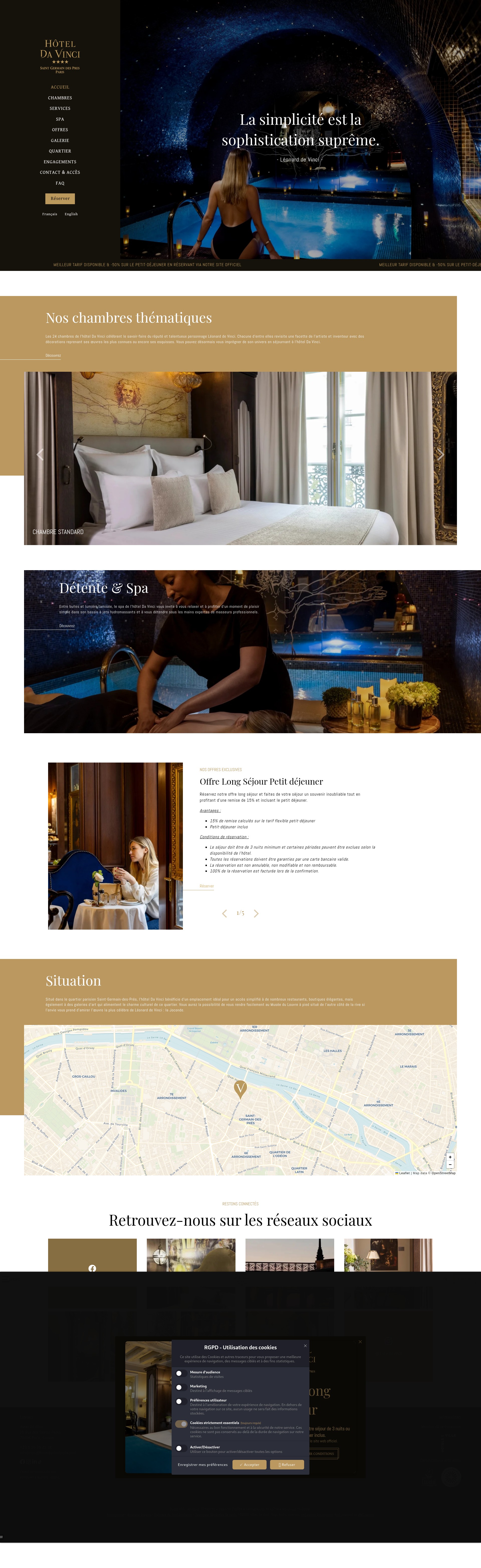Screenshot of hoteldavinciparis.com