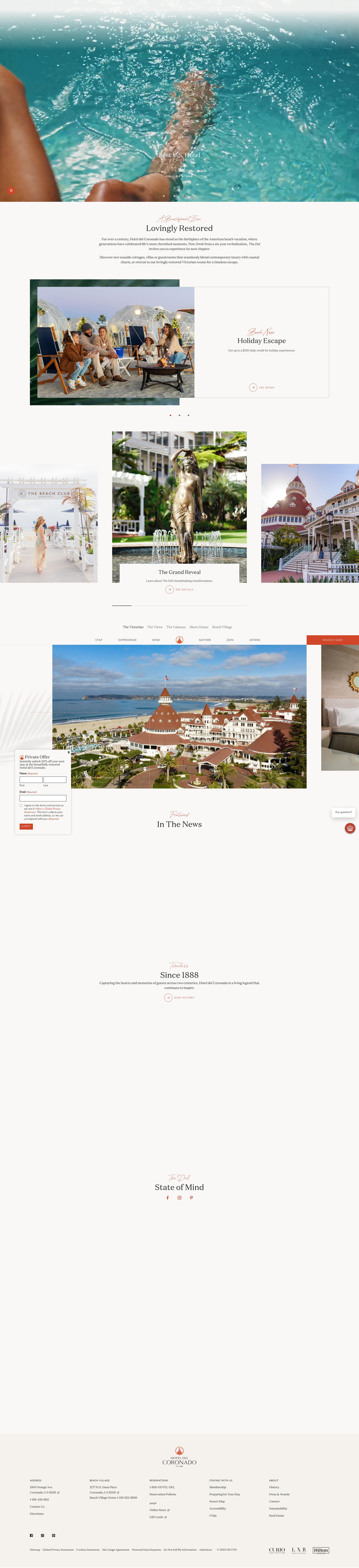 Screenshot of hoteldel.com