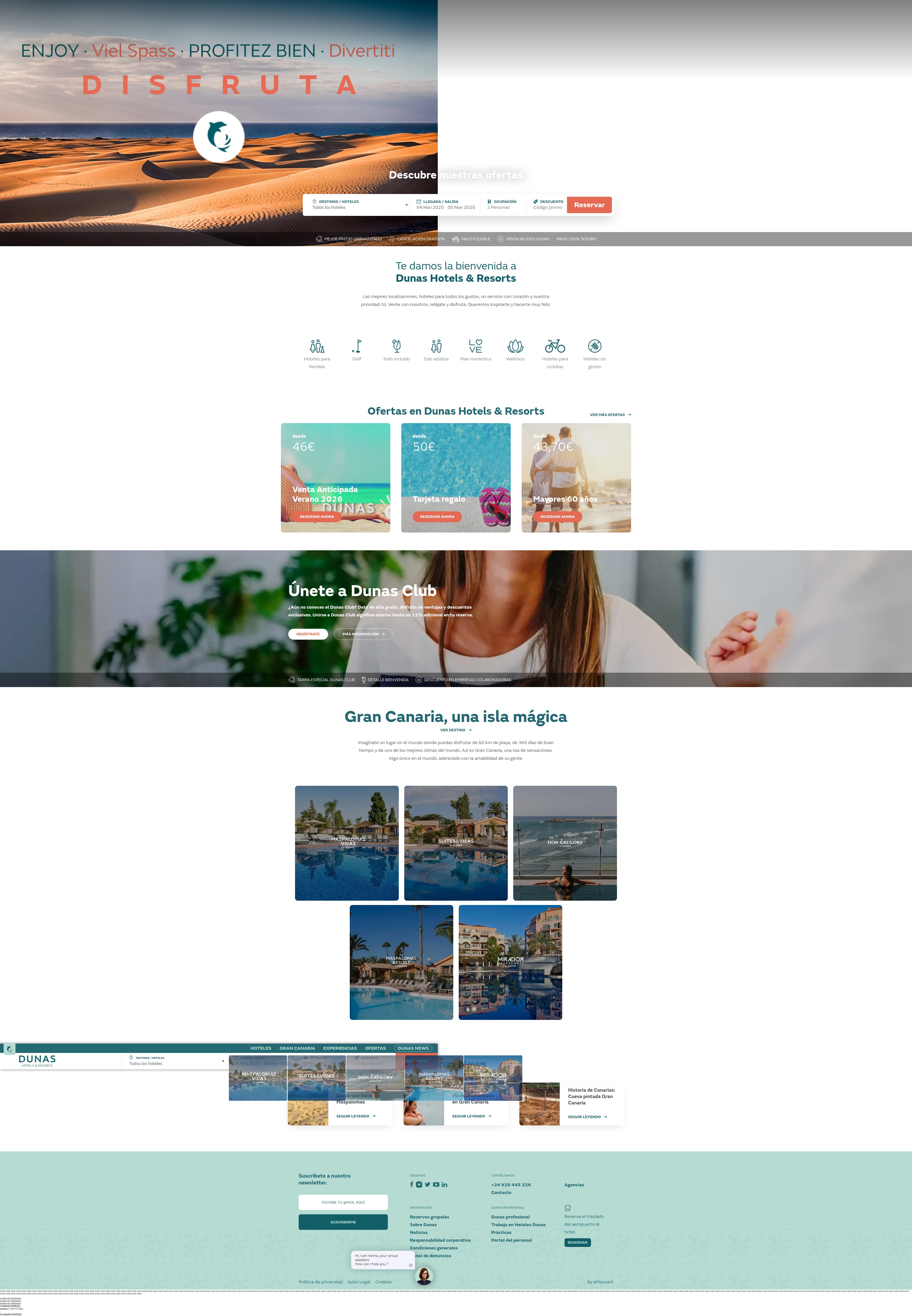 Screenshot of hotelesdunas.com