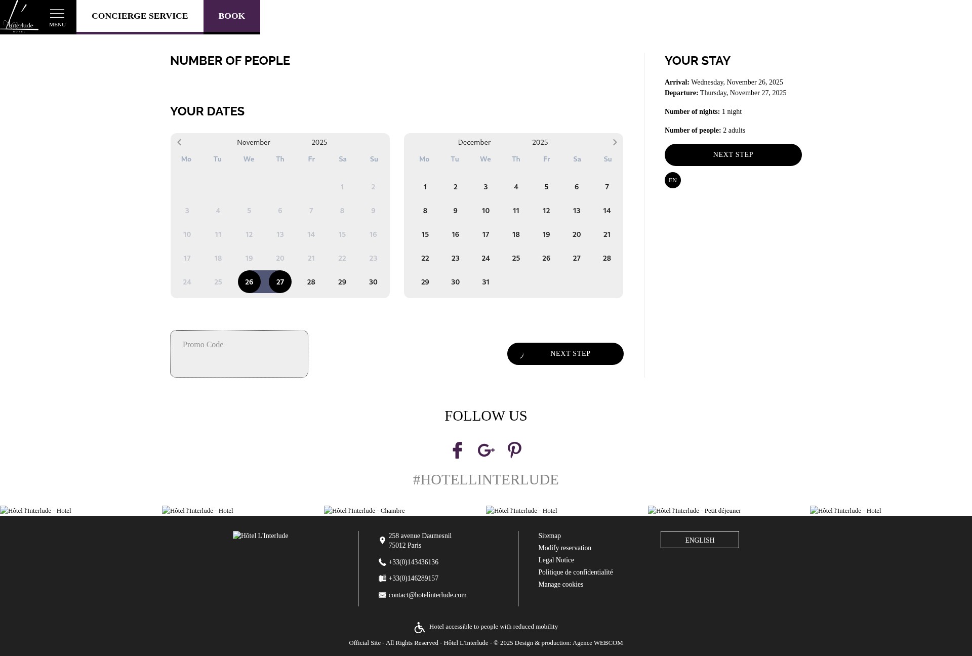 Screenshot of hotelinterlude.com