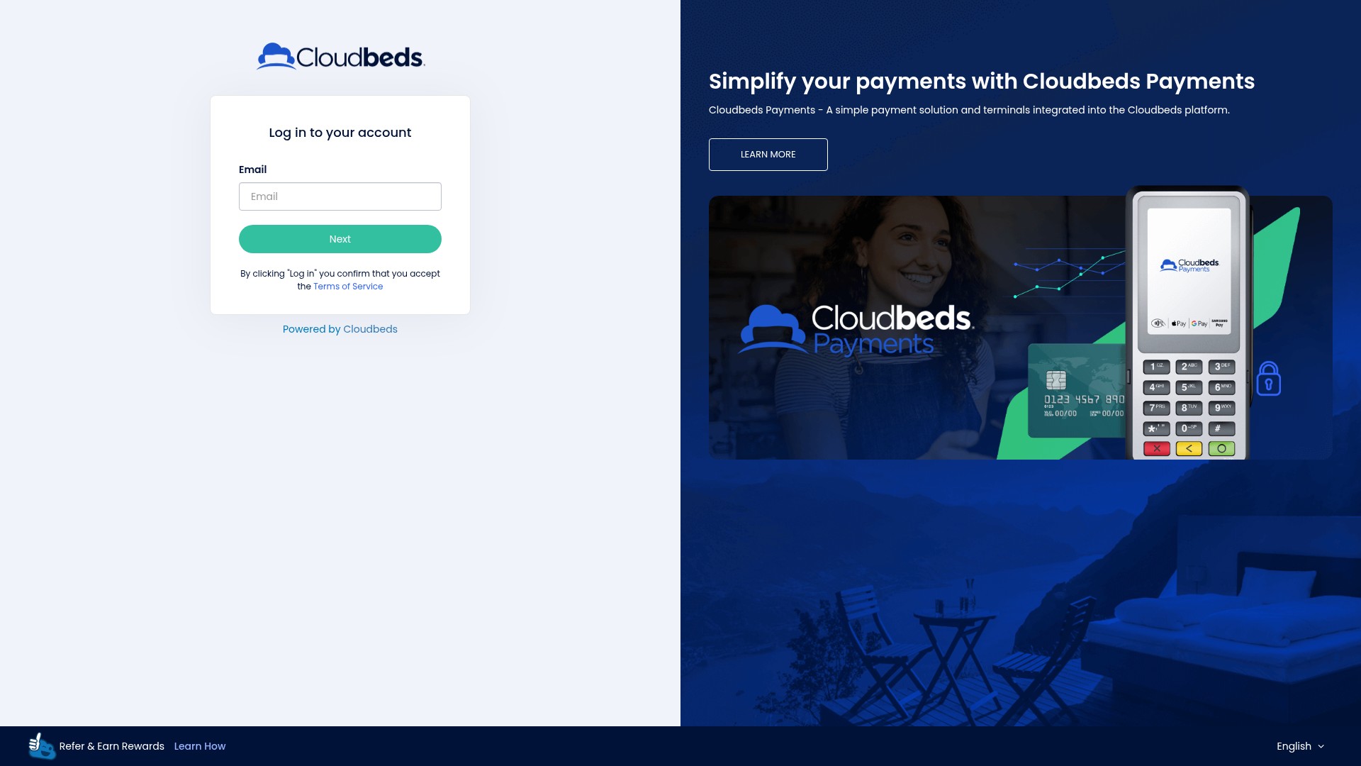Screenshot of hotels.cloudbeds.com