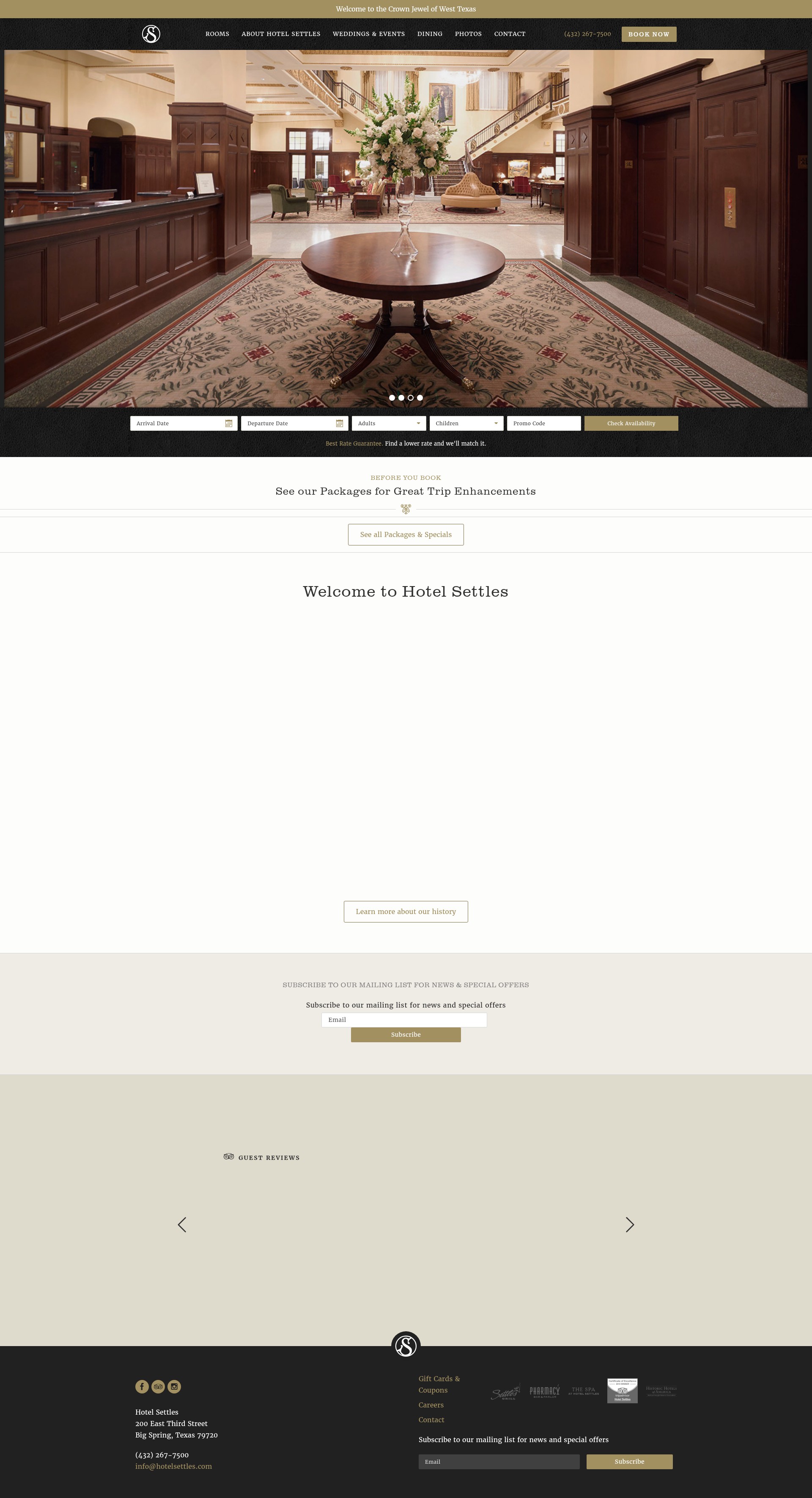 Screenshot of hotelsettles.com
