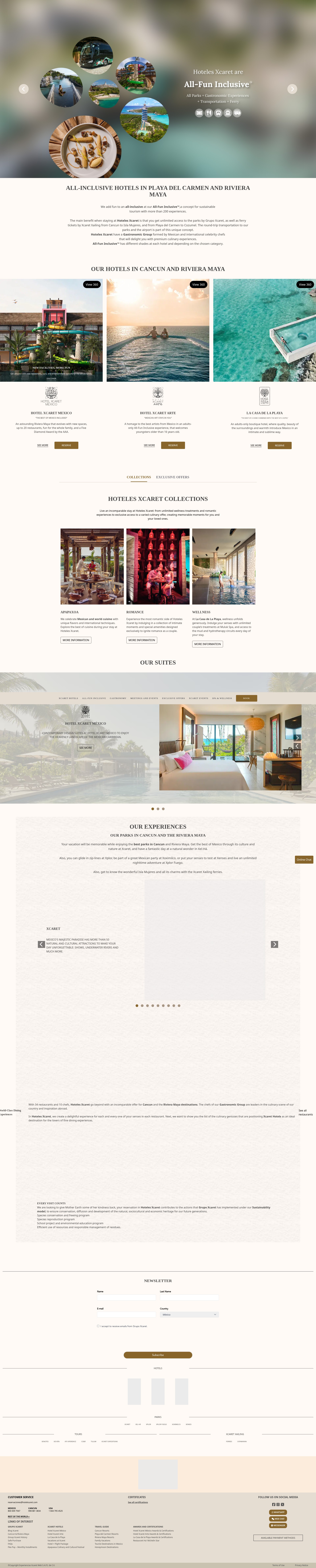 Screenshot of hotelxcaret.com