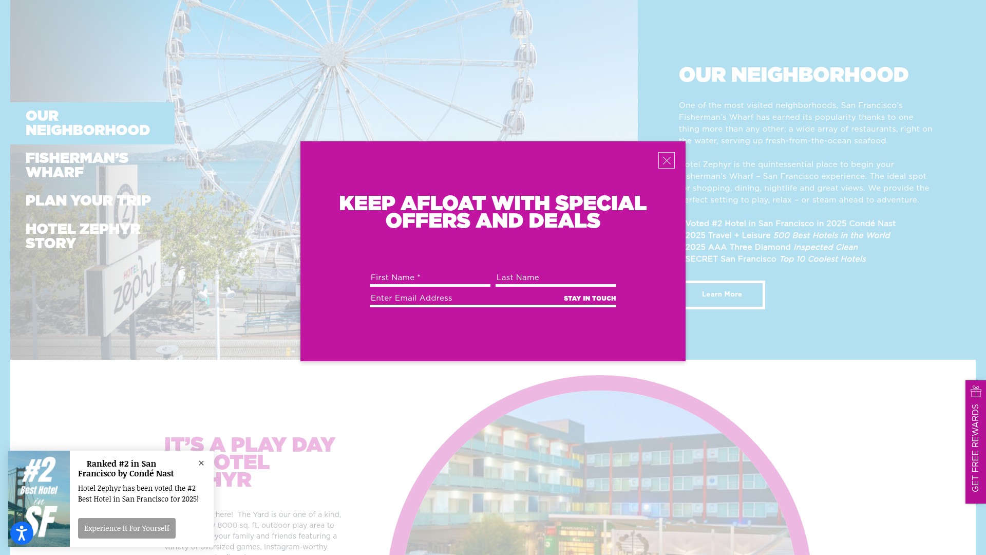 Screenshot of hotelzephyrsf.com