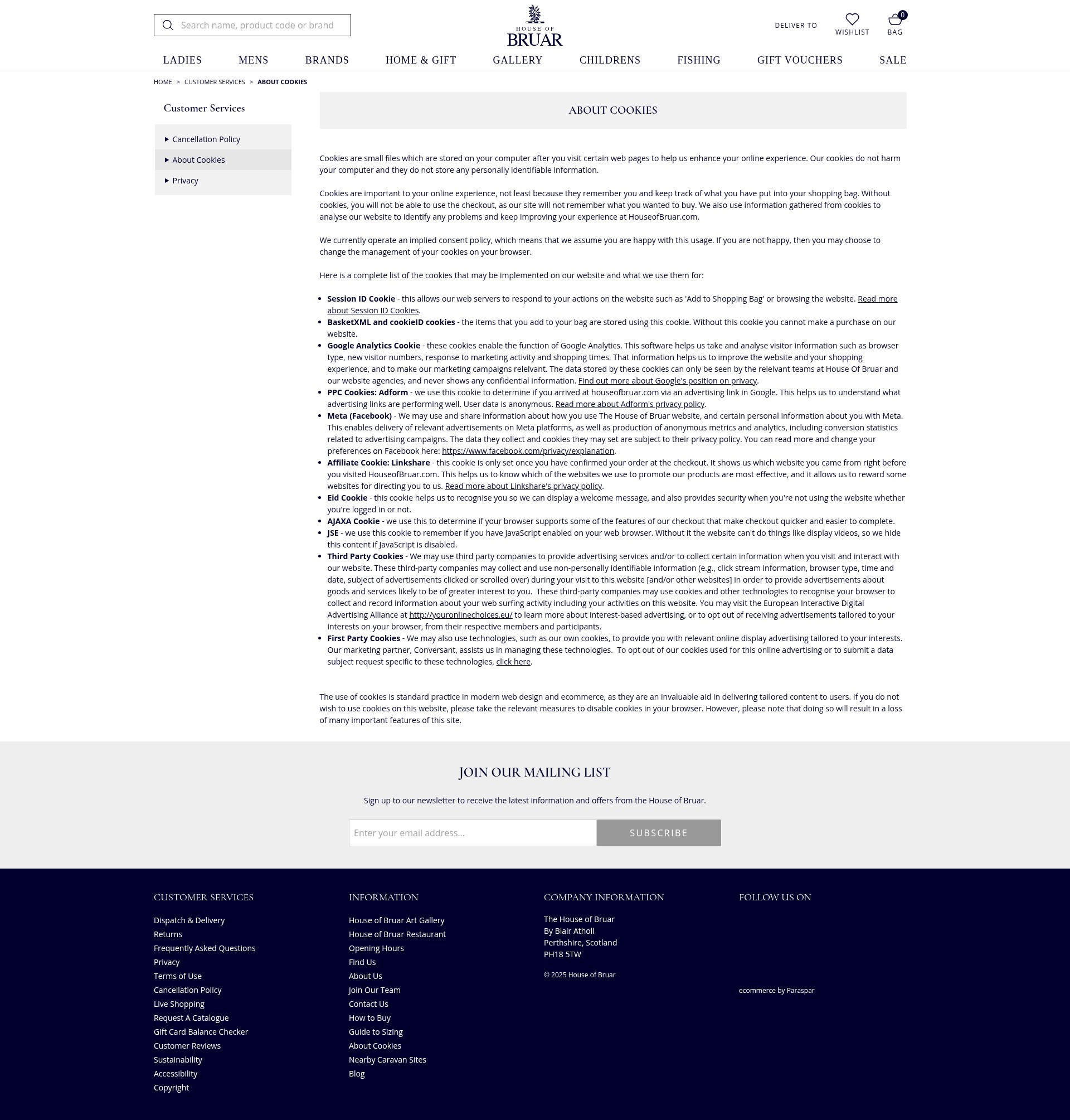 Screenshot of houseofbruar.com