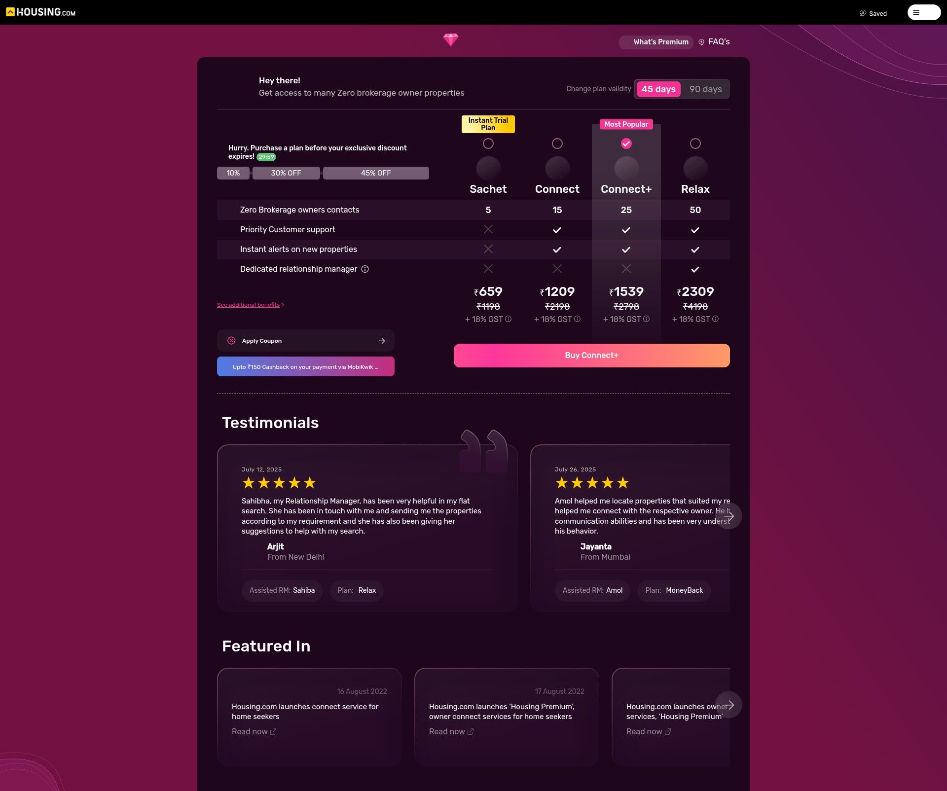 Screenshot of housing.com