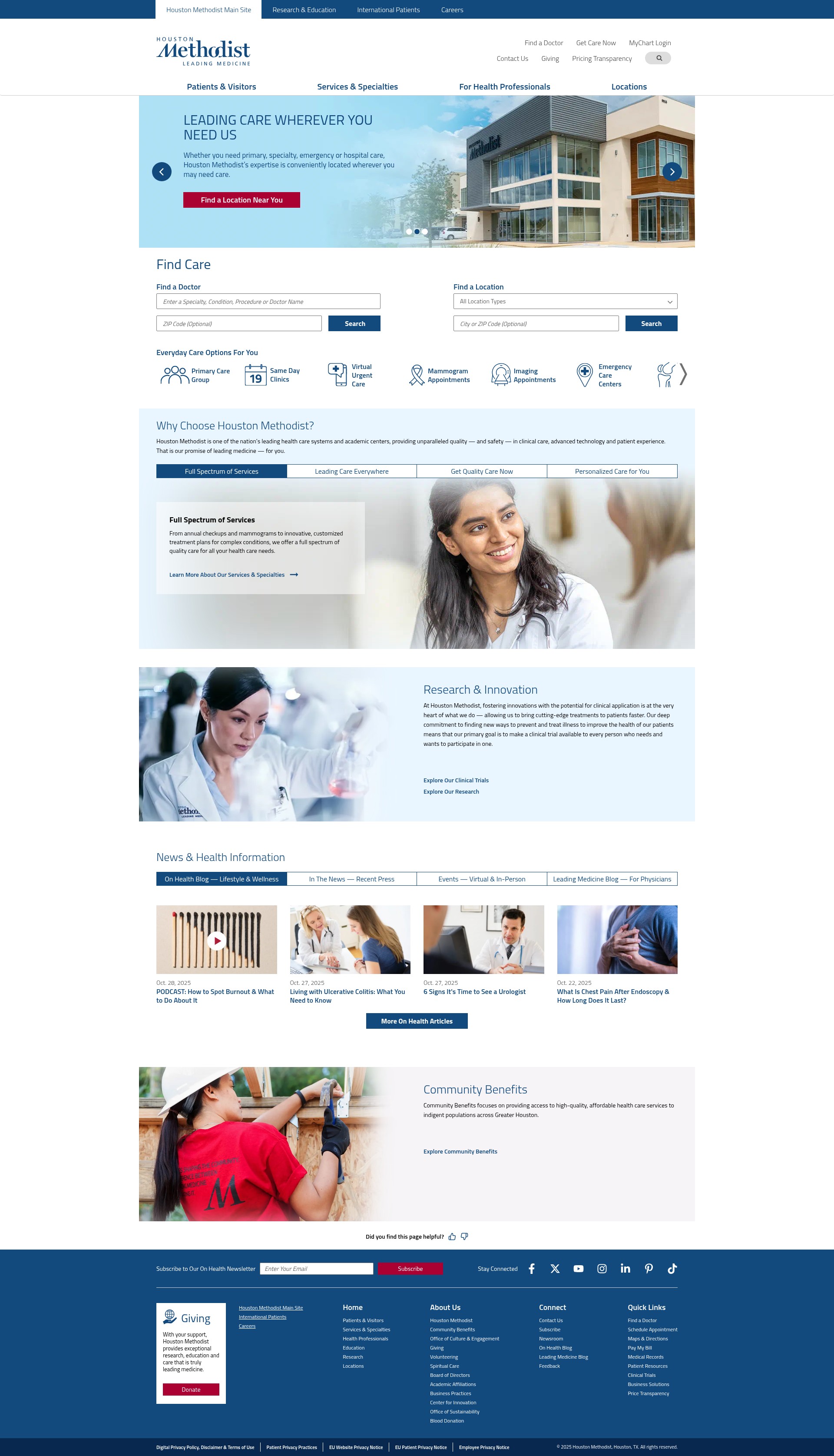 Screenshot of houstonmethodist.org