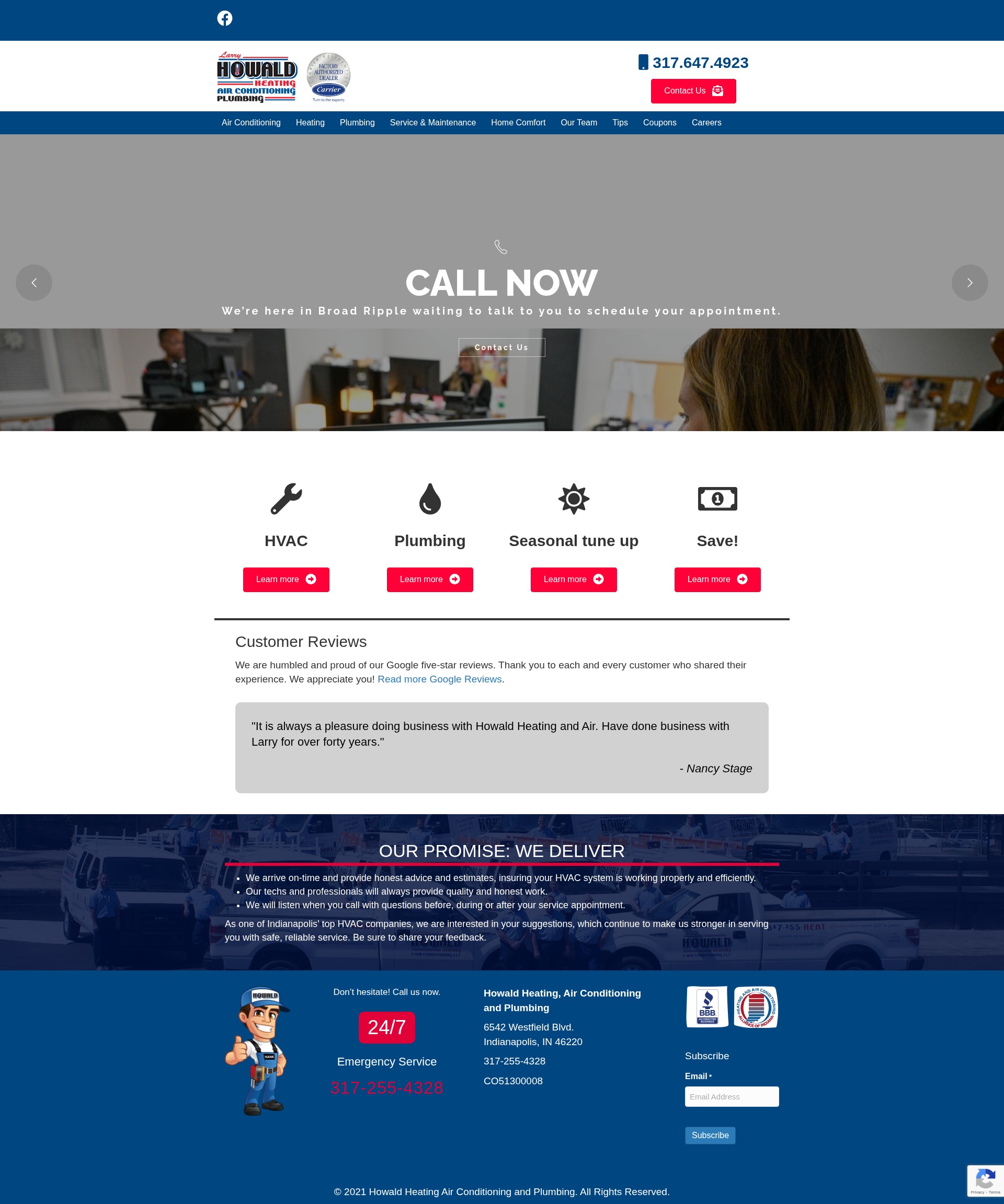 Screenshot of howaldheatingandair.com