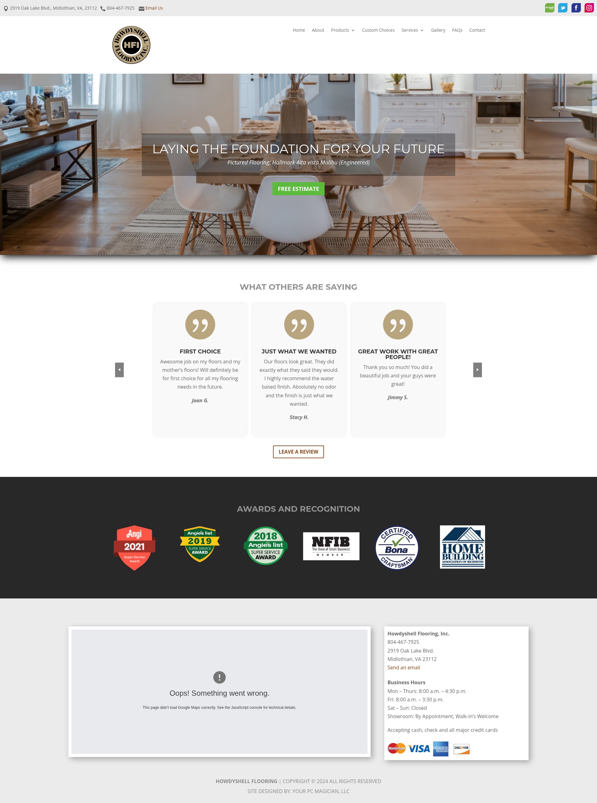 Screenshot of howdyshellflooring.com