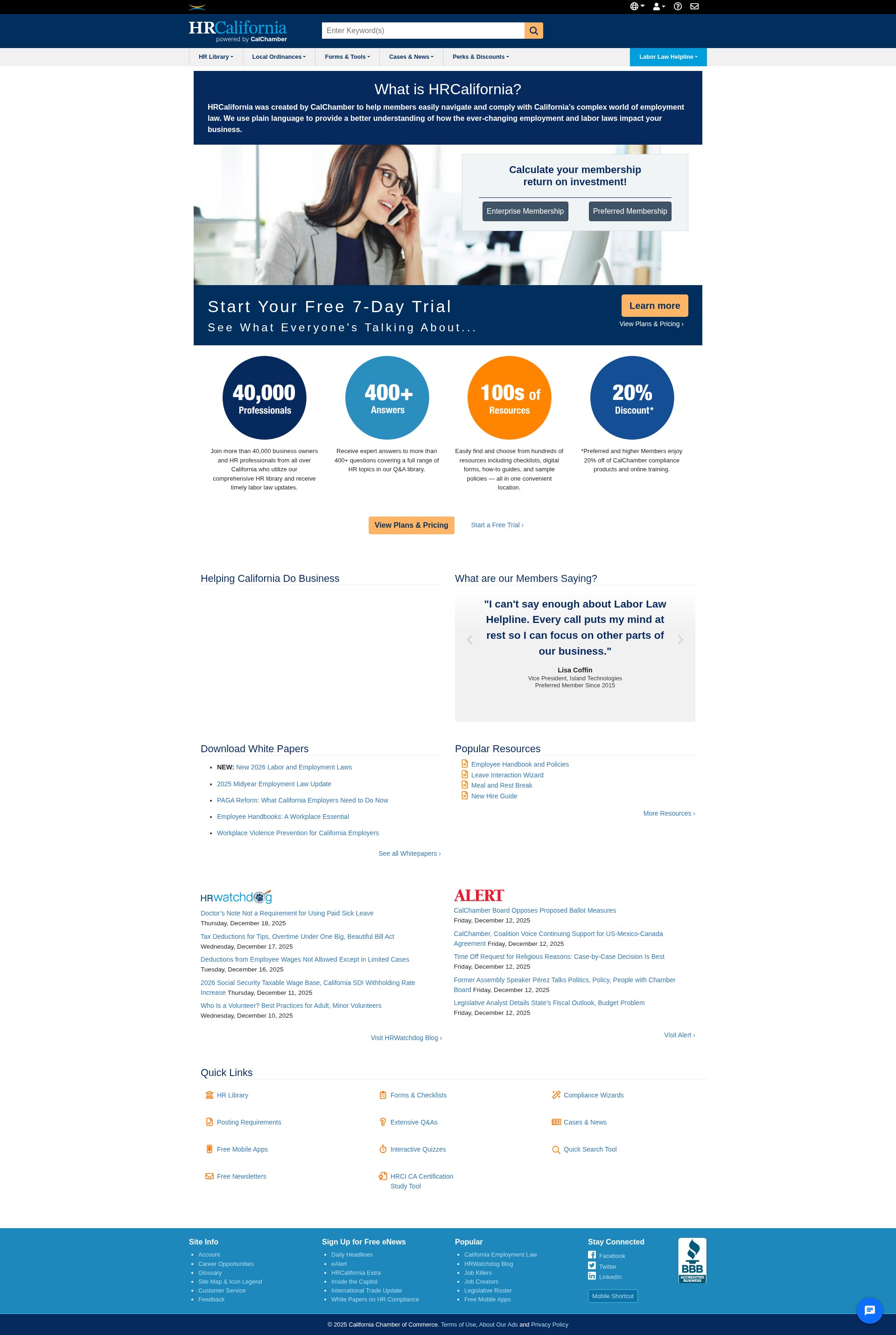 Screenshot of hrcalifornia.calchamber.com